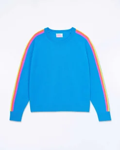 Pull Col Rond Bande Multicolore Aux Manches