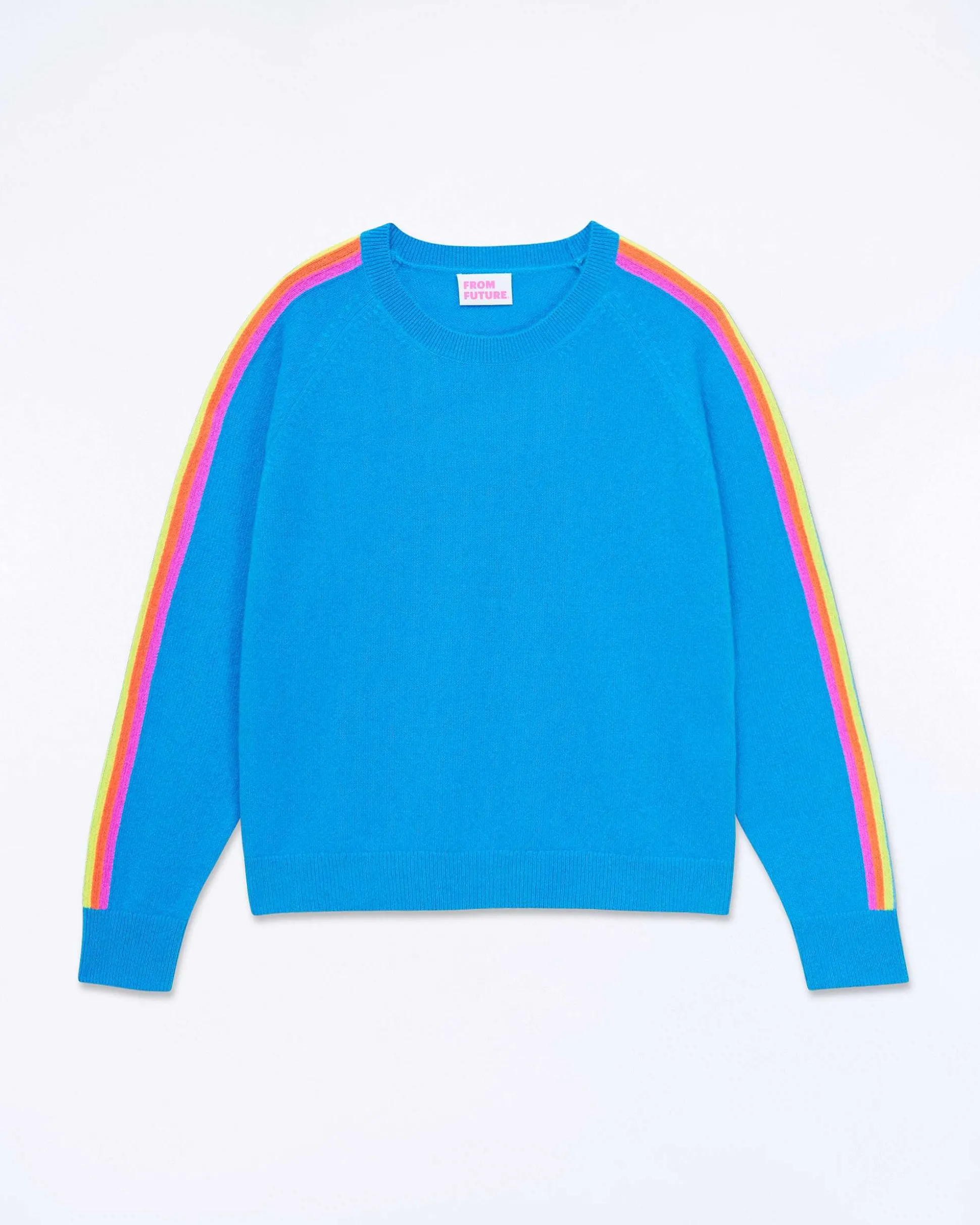 Pull Col Rond Bande Multicolore Aux Manches