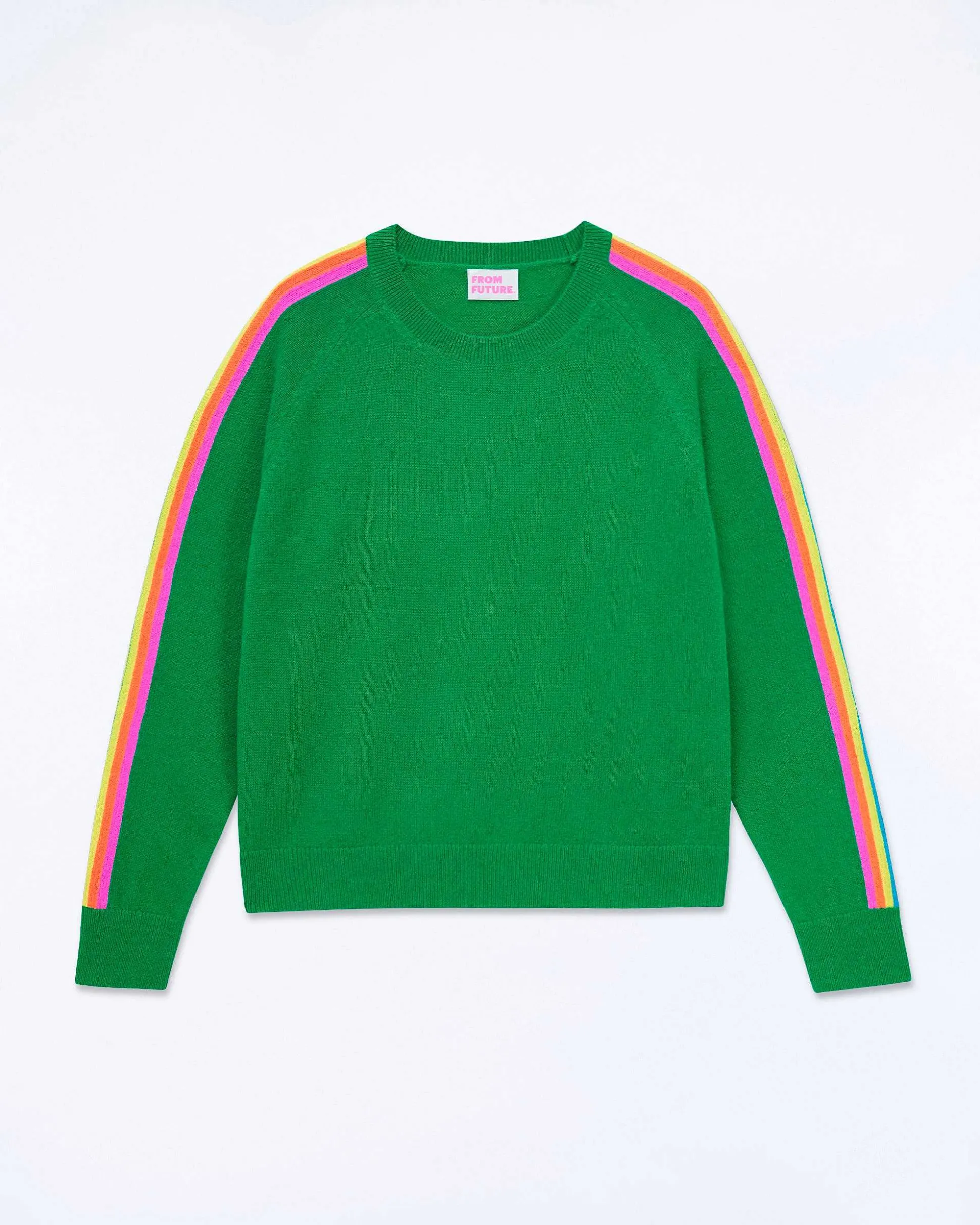 Pull Col Rond Bande Multicolore Aux Manches