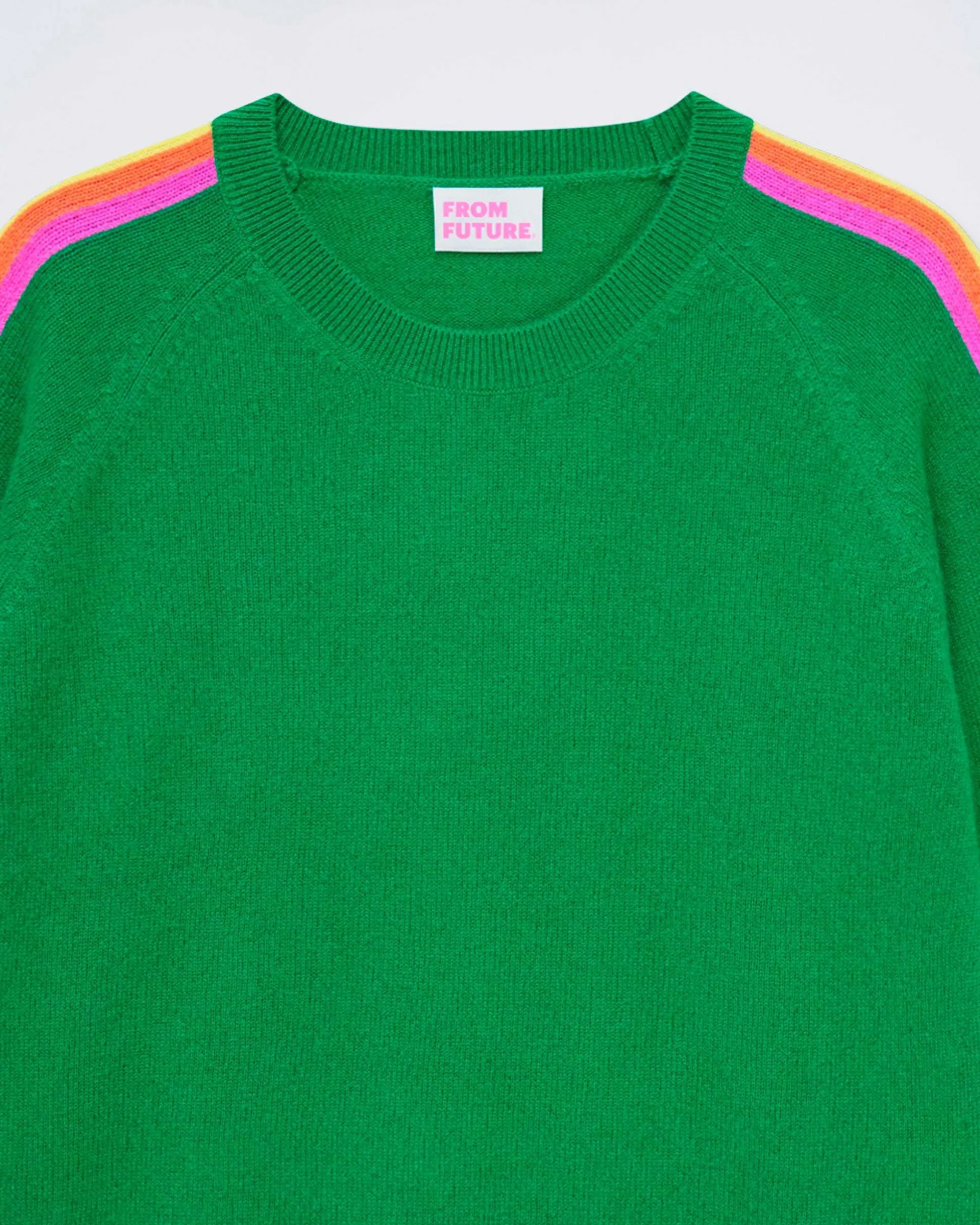 Pull Col Rond Bande Multicolore Aux Manches