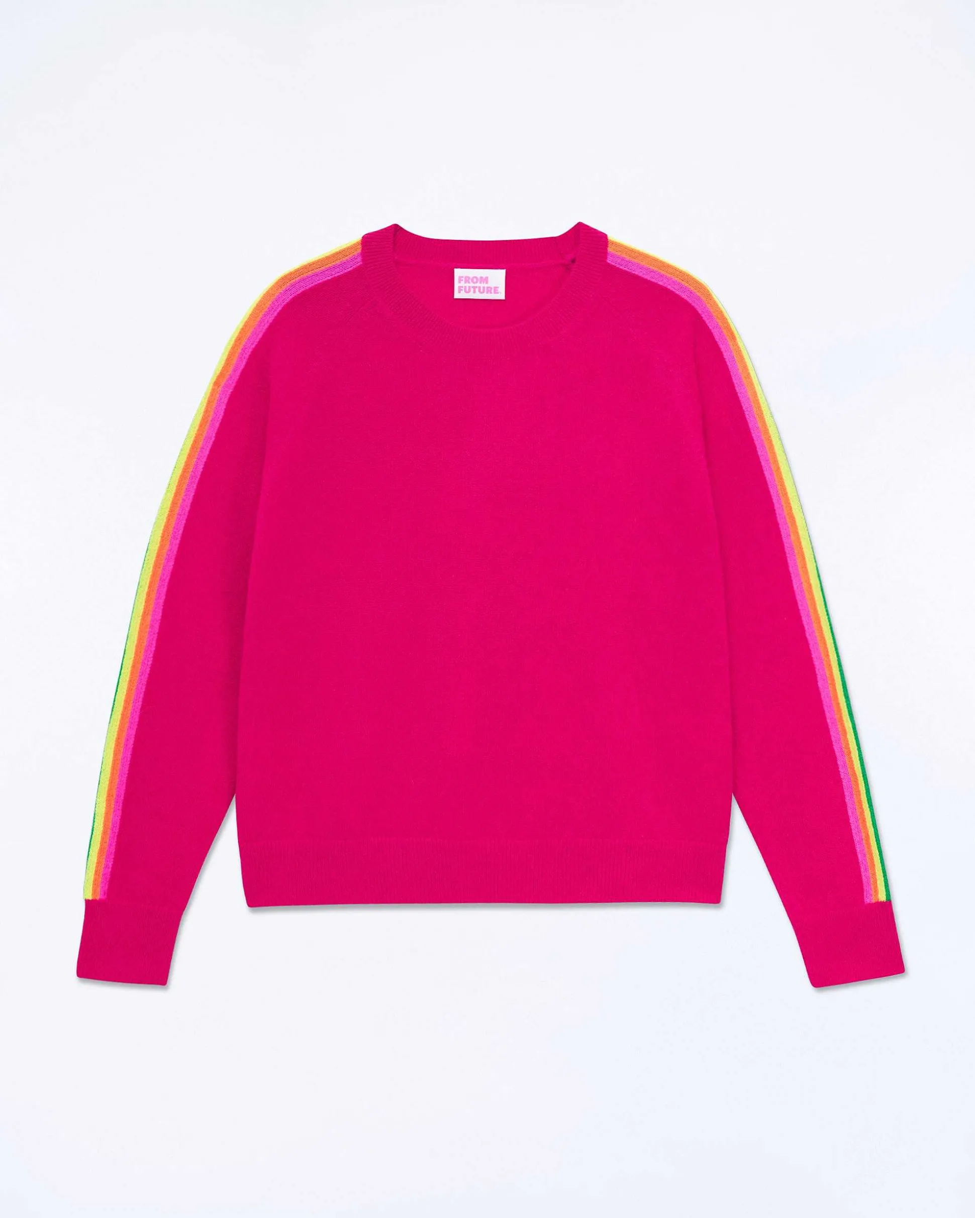 Pull Col Rond Bande Multicolore Aux Manches