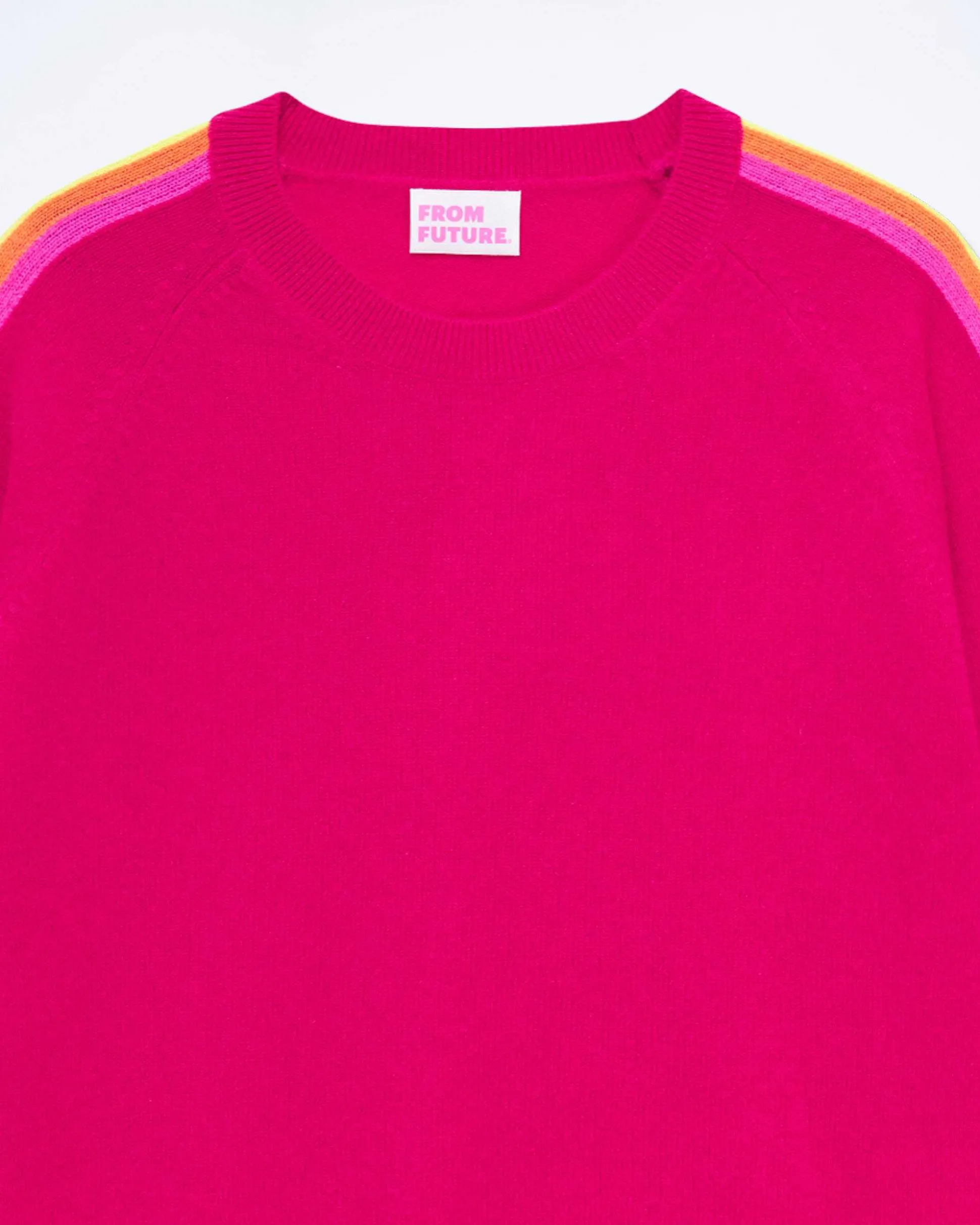 Pull Col Rond Bande Multicolore Aux Manches