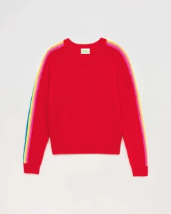 Pull Col Rond Bandes Manches Multicolore