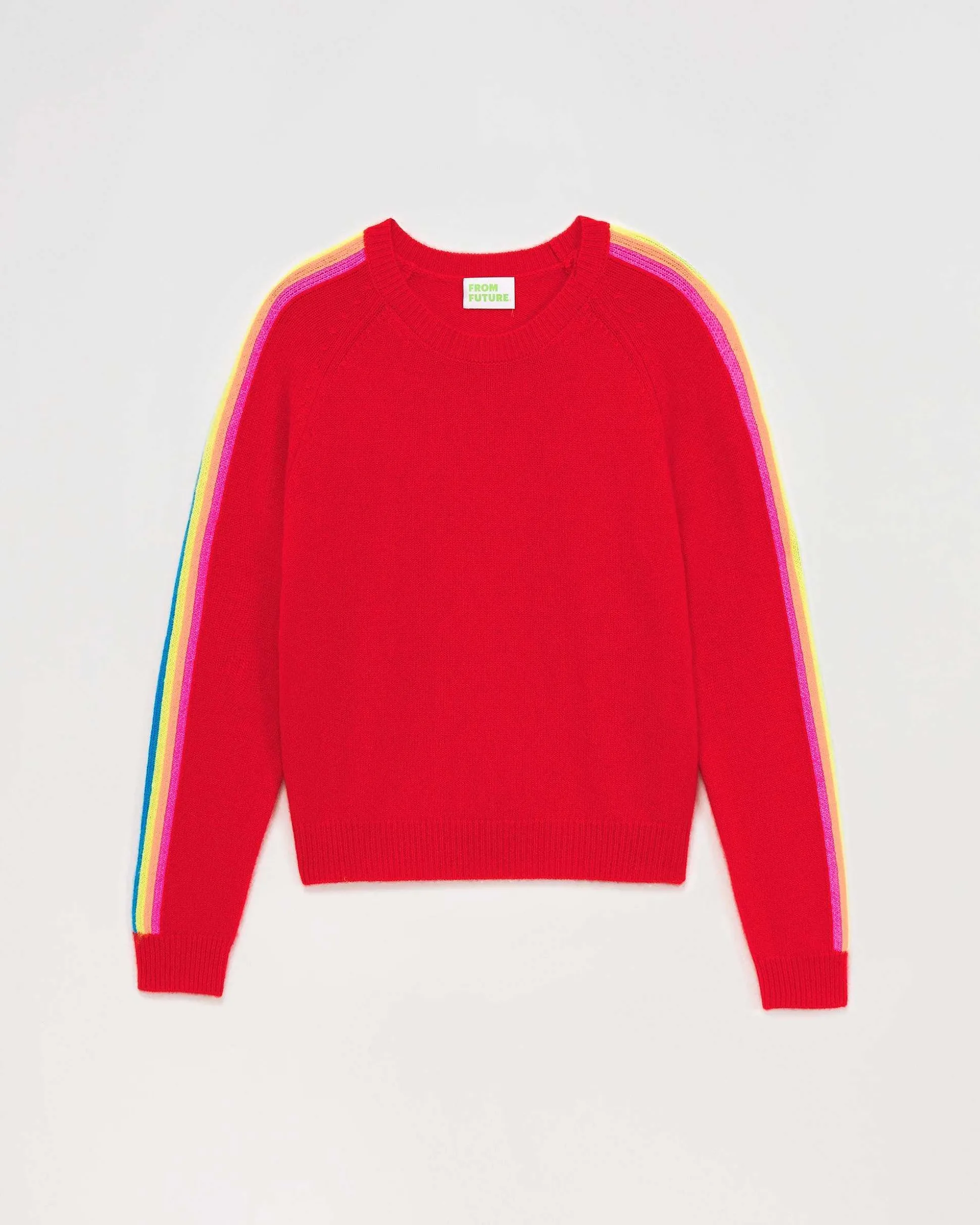 Pull Col Rond Bandes Manches Multicolore