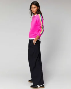 Pull Col Rond Bandes Manches Multicolore