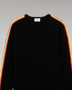 Pull Col Rond Bandes Manches Multicolore