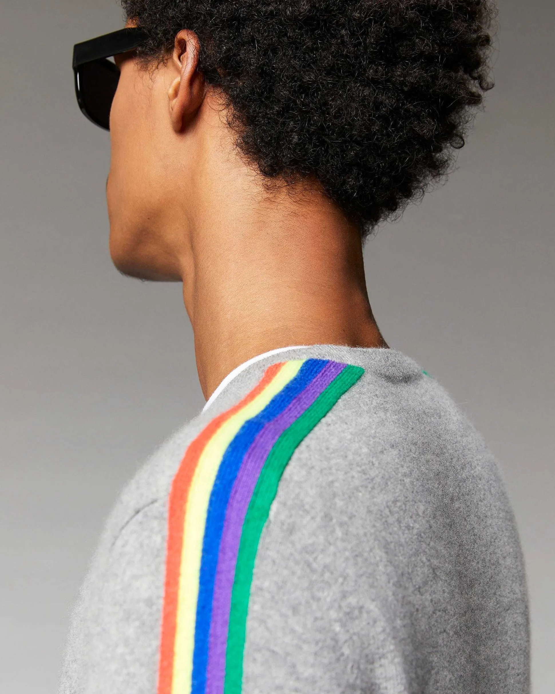 Pull Col Rond Bandes Manches Multicolore