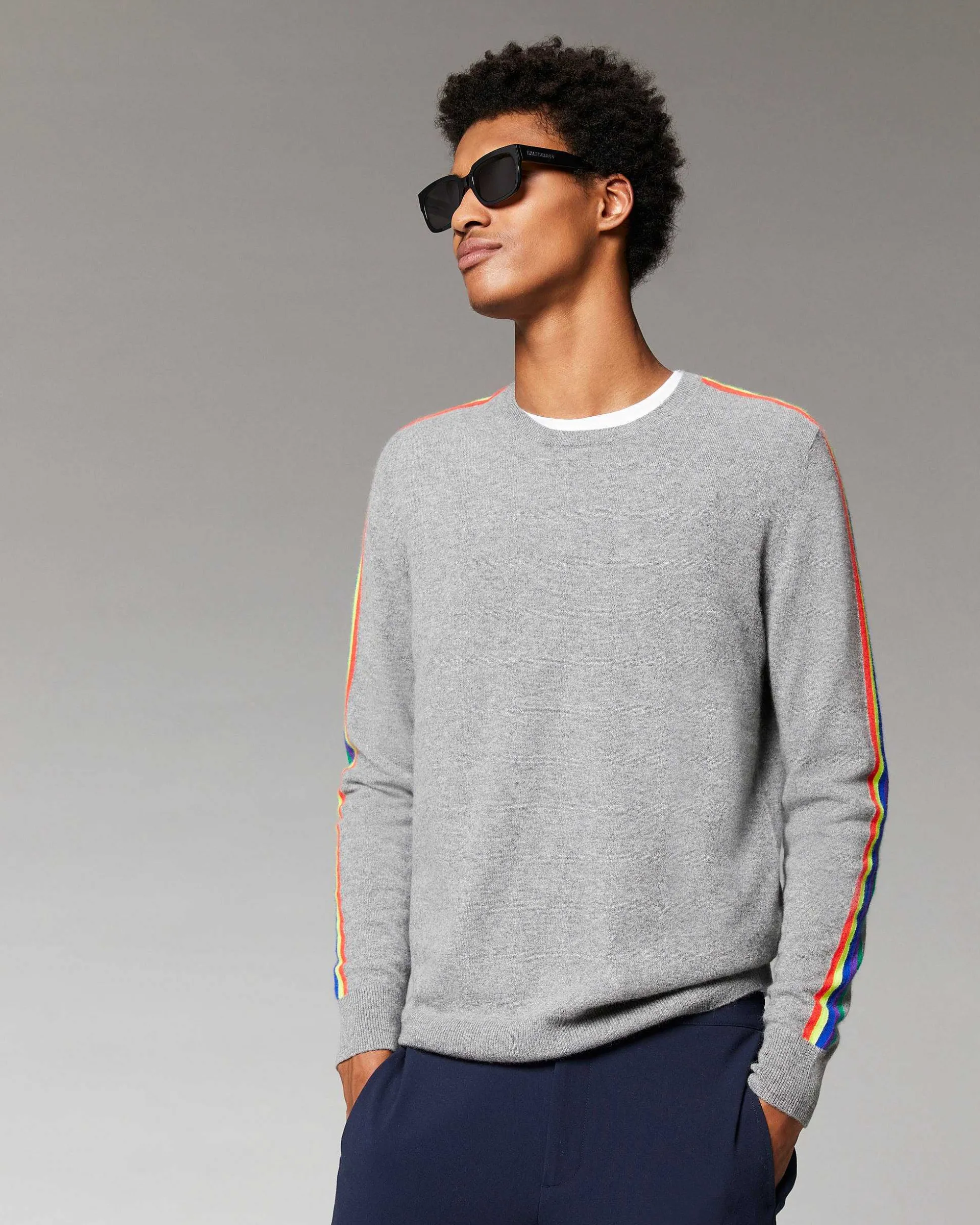 Pull Col Rond Bandes Manches Multicolore