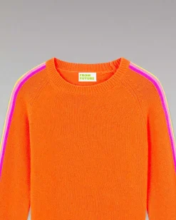 Pull Col Rond Bandes Manches Multicolore