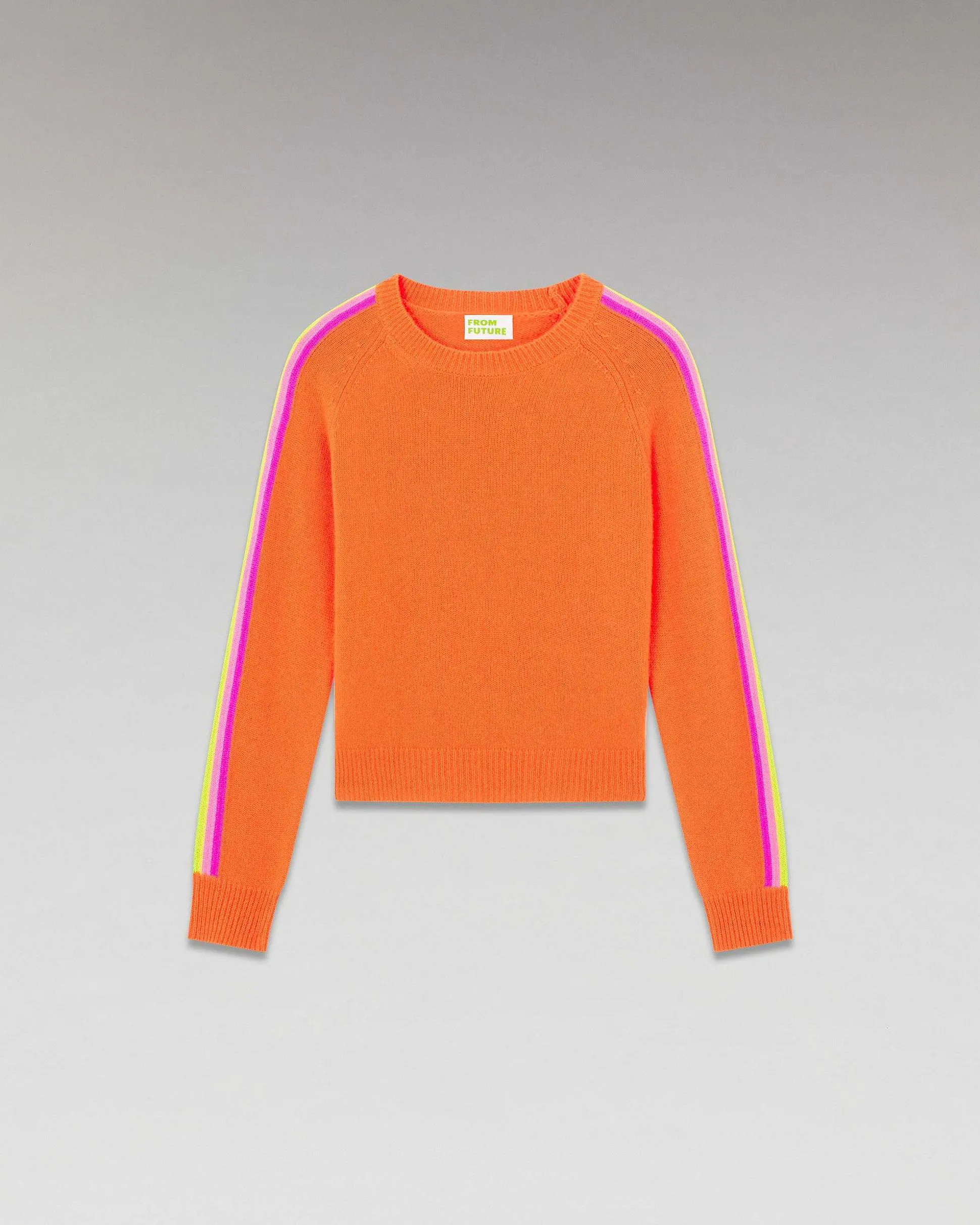 Pull Col Rond Bandes Manches Multicolore