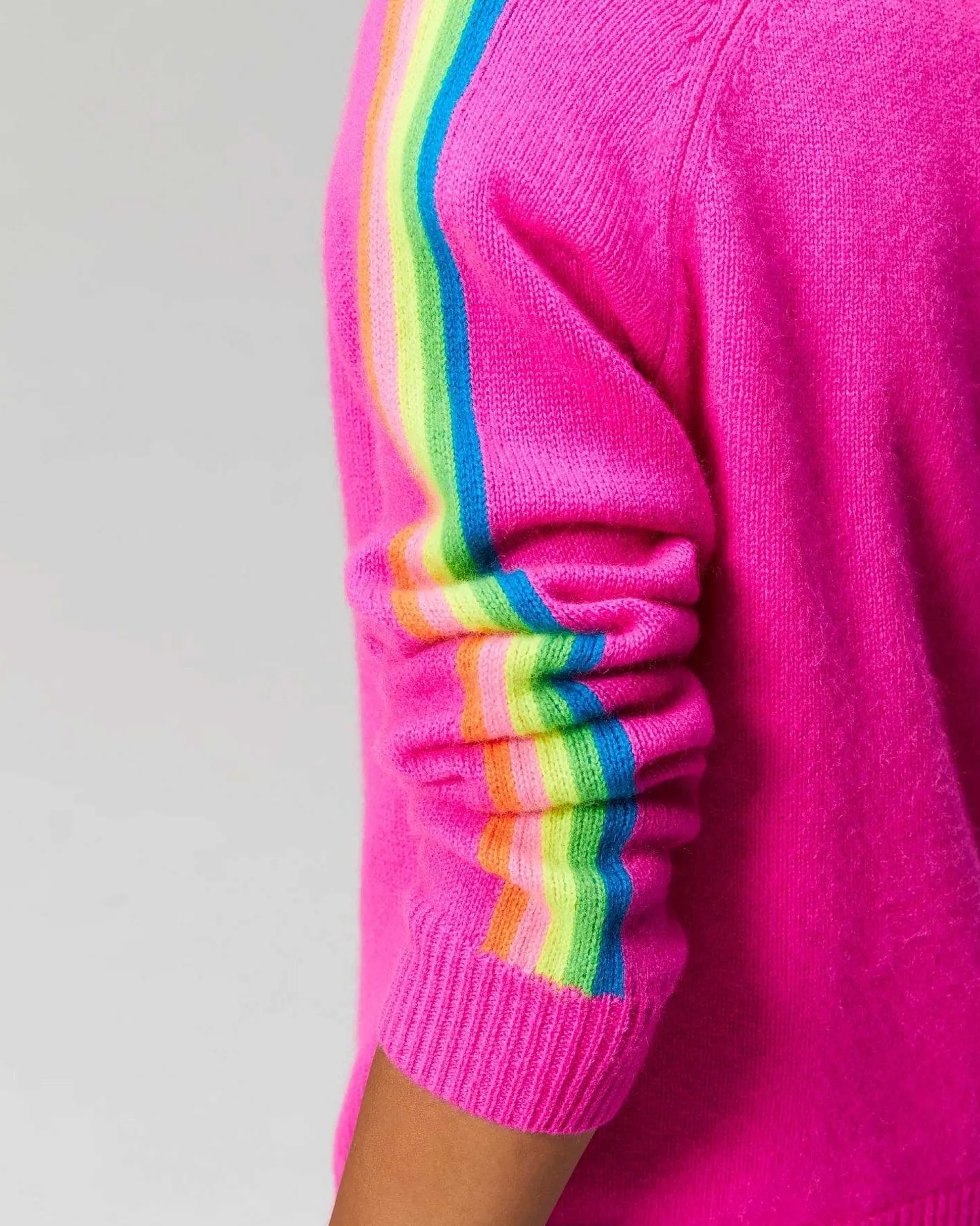 Pull Col Rond Bandes Manches Multicolore