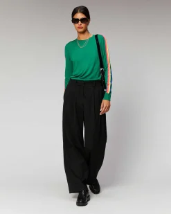 Pull Col Rond Bandes Manches Multicolore