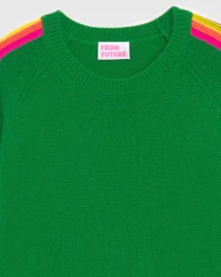 Pull Col Rond Bandes Manches Multicolore