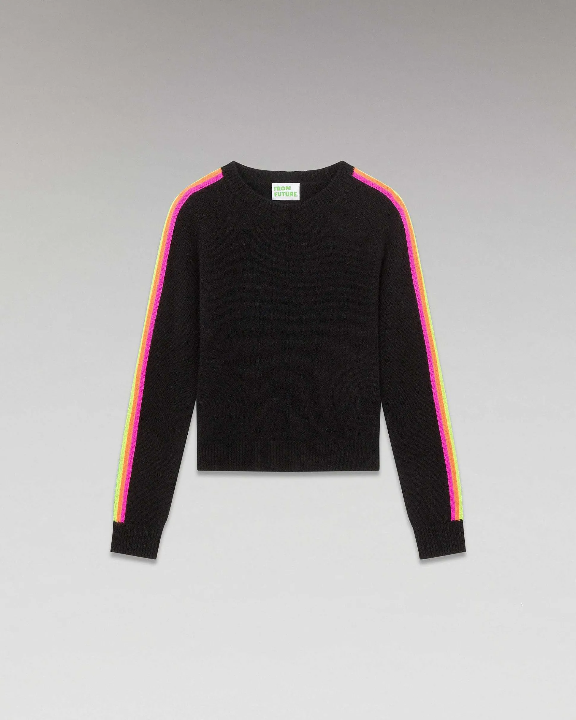 Pull Col Rond Bandes Manches Multicolore
