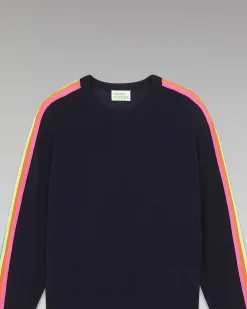 Pull Col Rond Bandes Manches Multico