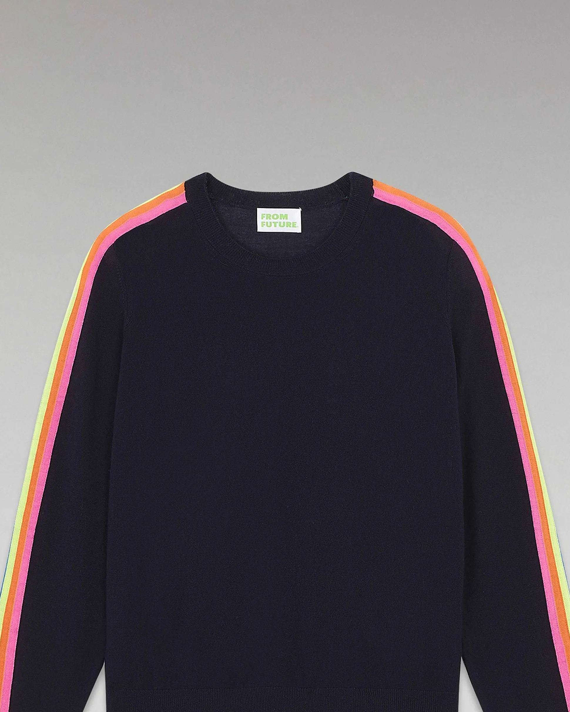 Pull Col Rond Bandes Manches Multico