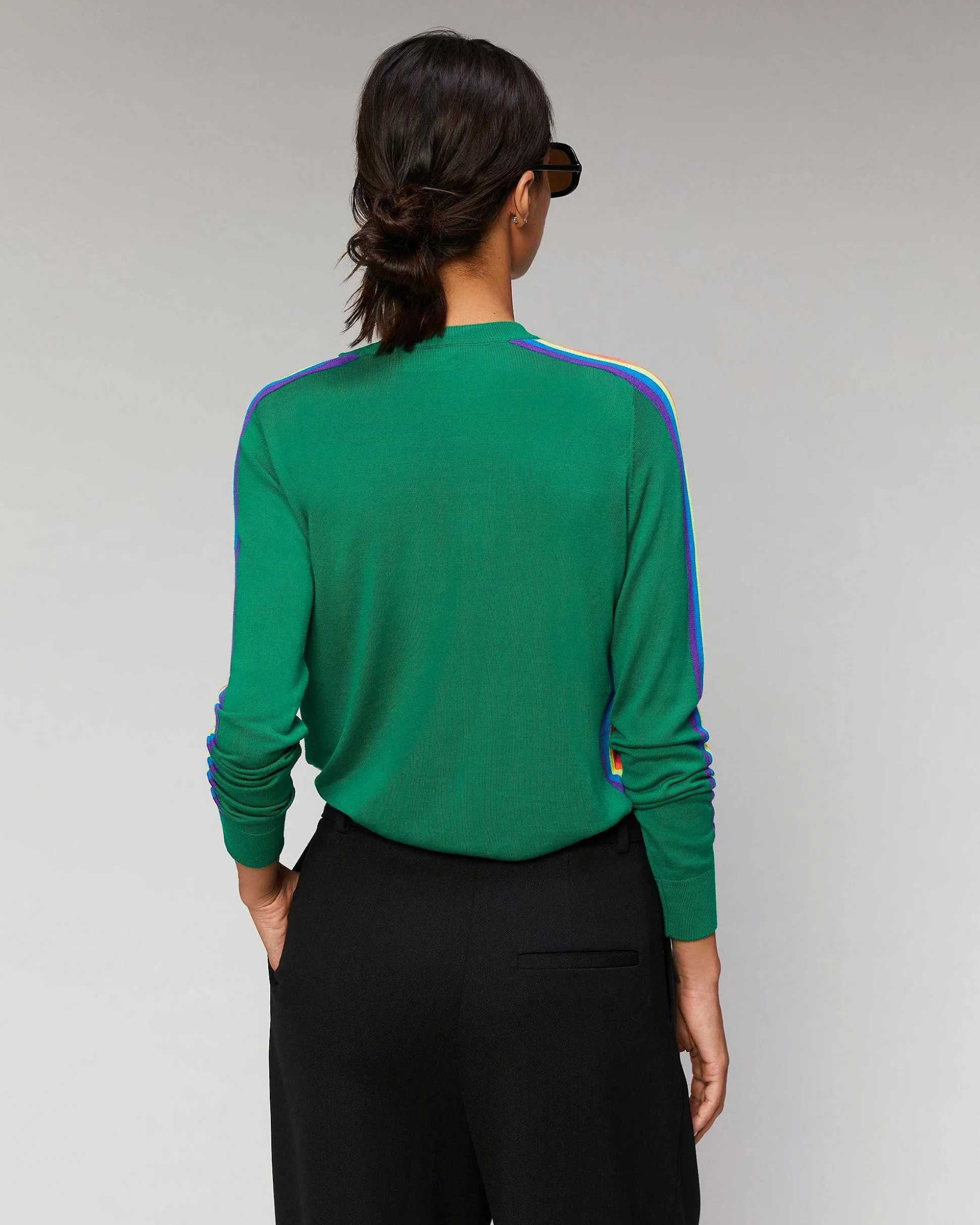 Pull Col Rond Bandes Manches Multico