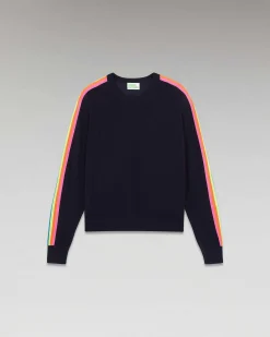 Pull Col Rond Bandes Manches Multico