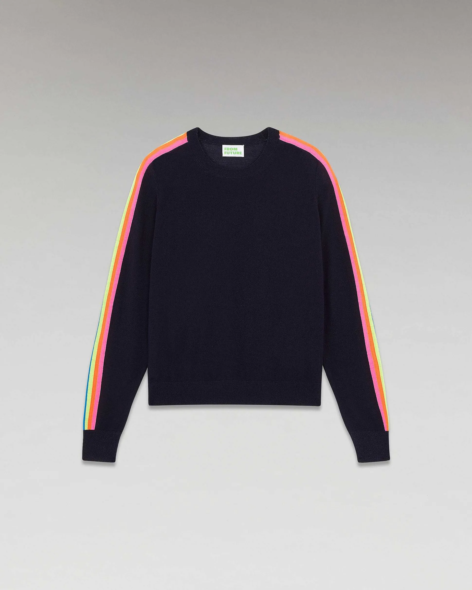 Pull Col Rond Bandes Manches Multico