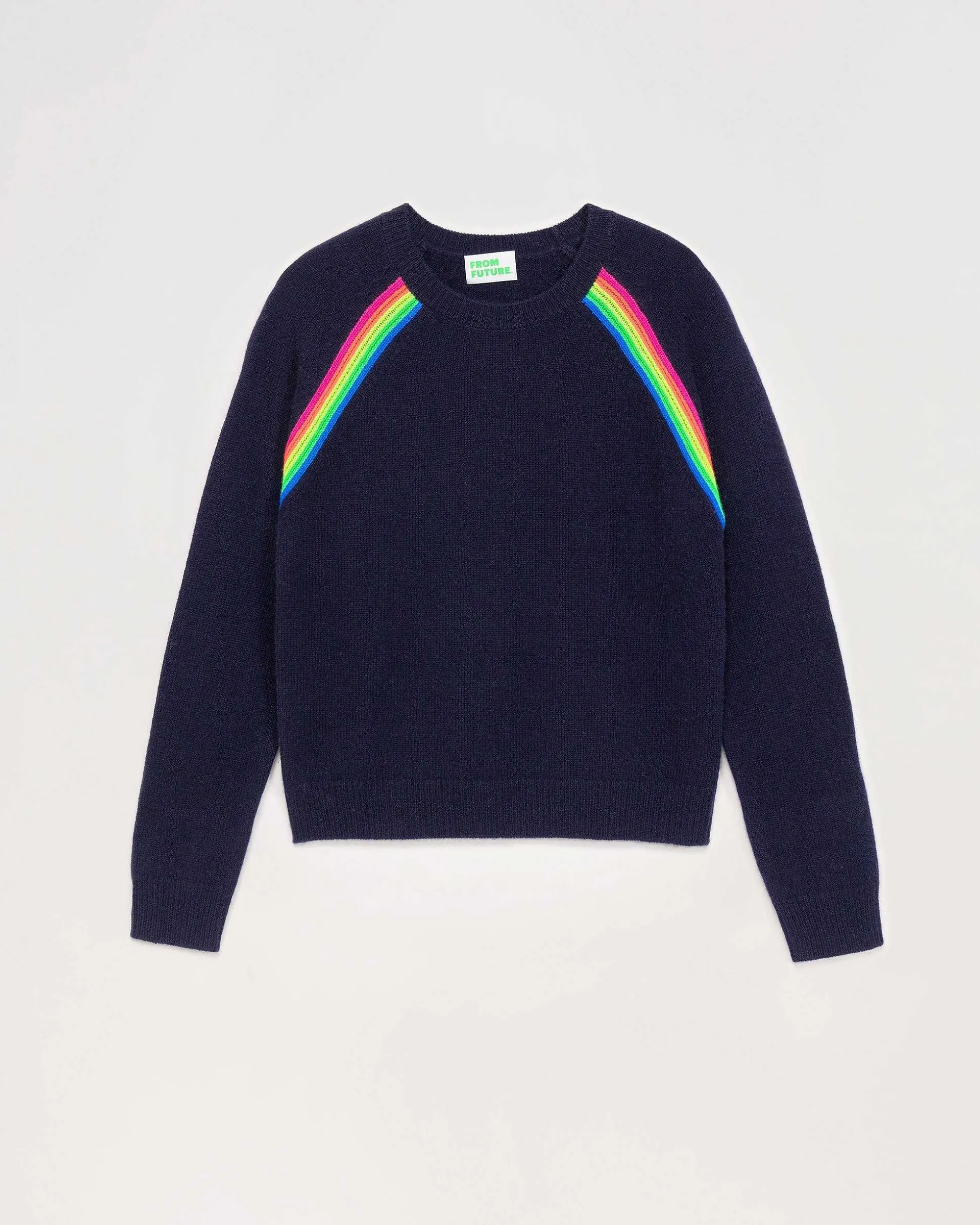 Pull Col Rond Bandes Multicolore Raglan