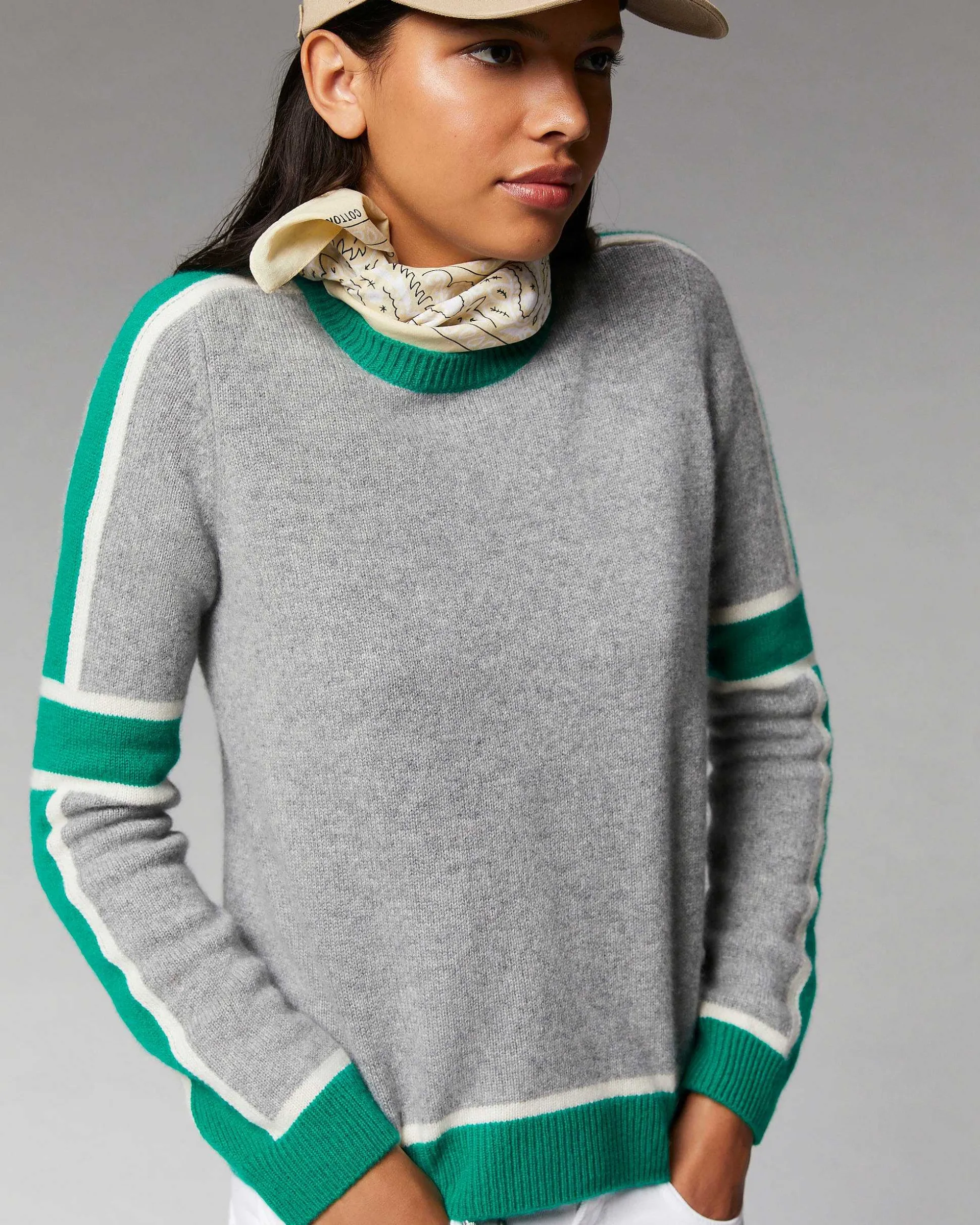 Pull Col Rond Bandes Tricolore