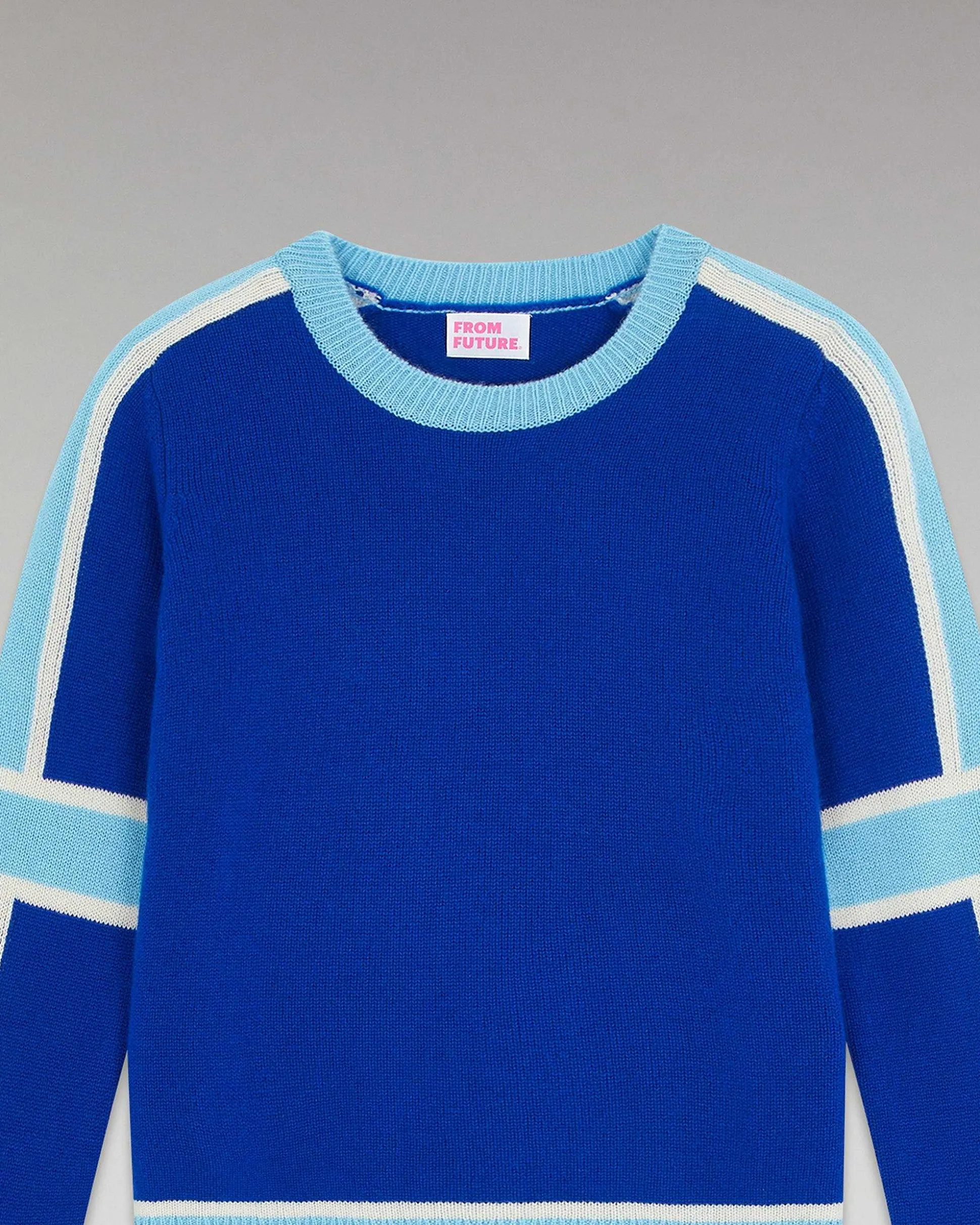 Pull Col Rond Bandes Tricolore