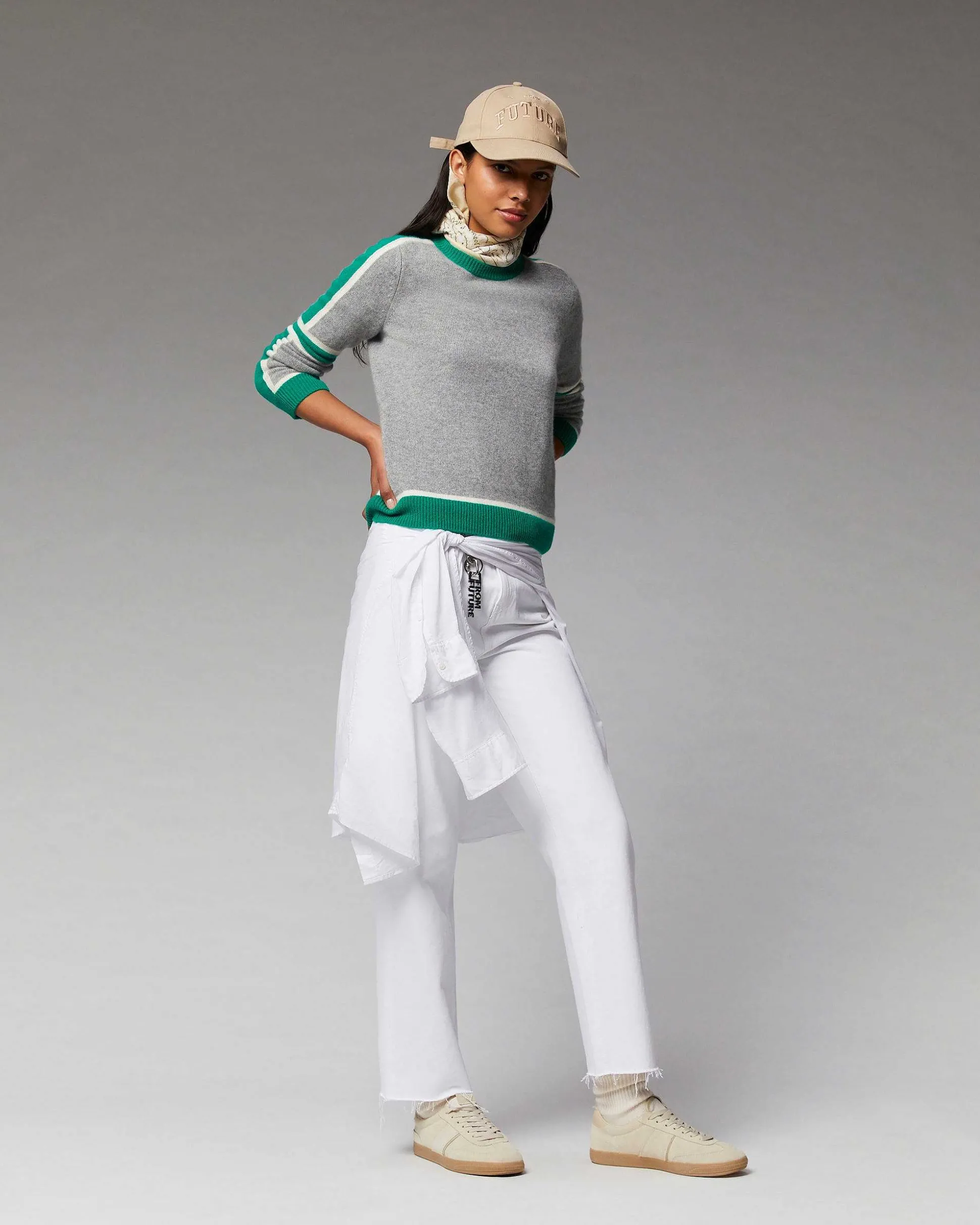 Pull Col Rond Bandes Tricolore