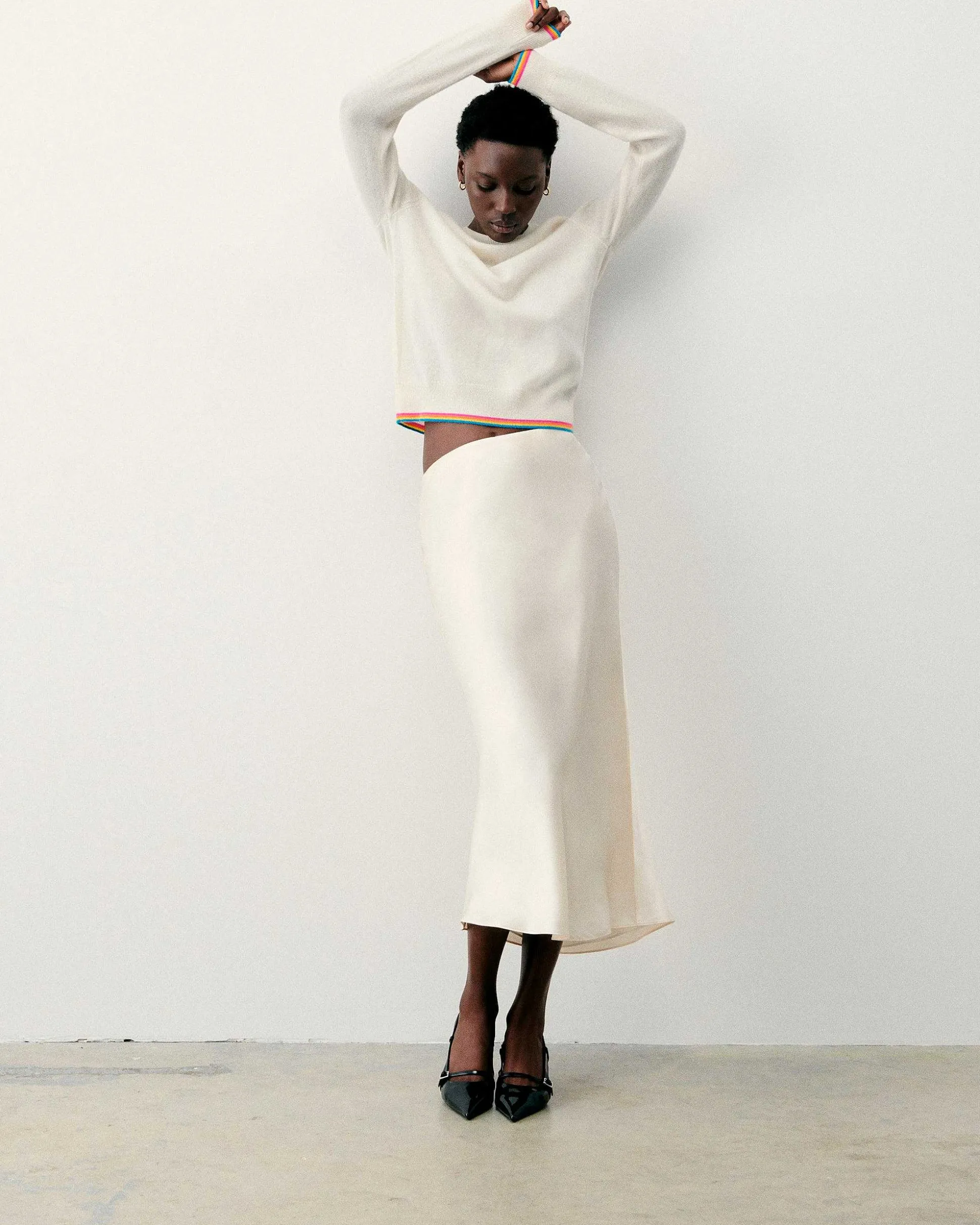 Pull Col Rond Bas Liseret Multicolore