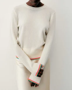 Pull Col Rond Bas Liseret Multicolore