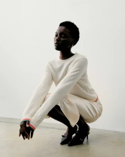 Pull Col Rond Bas Liseret Multicolore