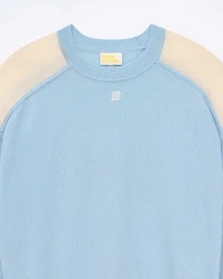 Pull Col Rond Bicolore Et Broderie