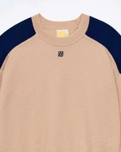 Pull Col Rond Bicolore Et Broderie