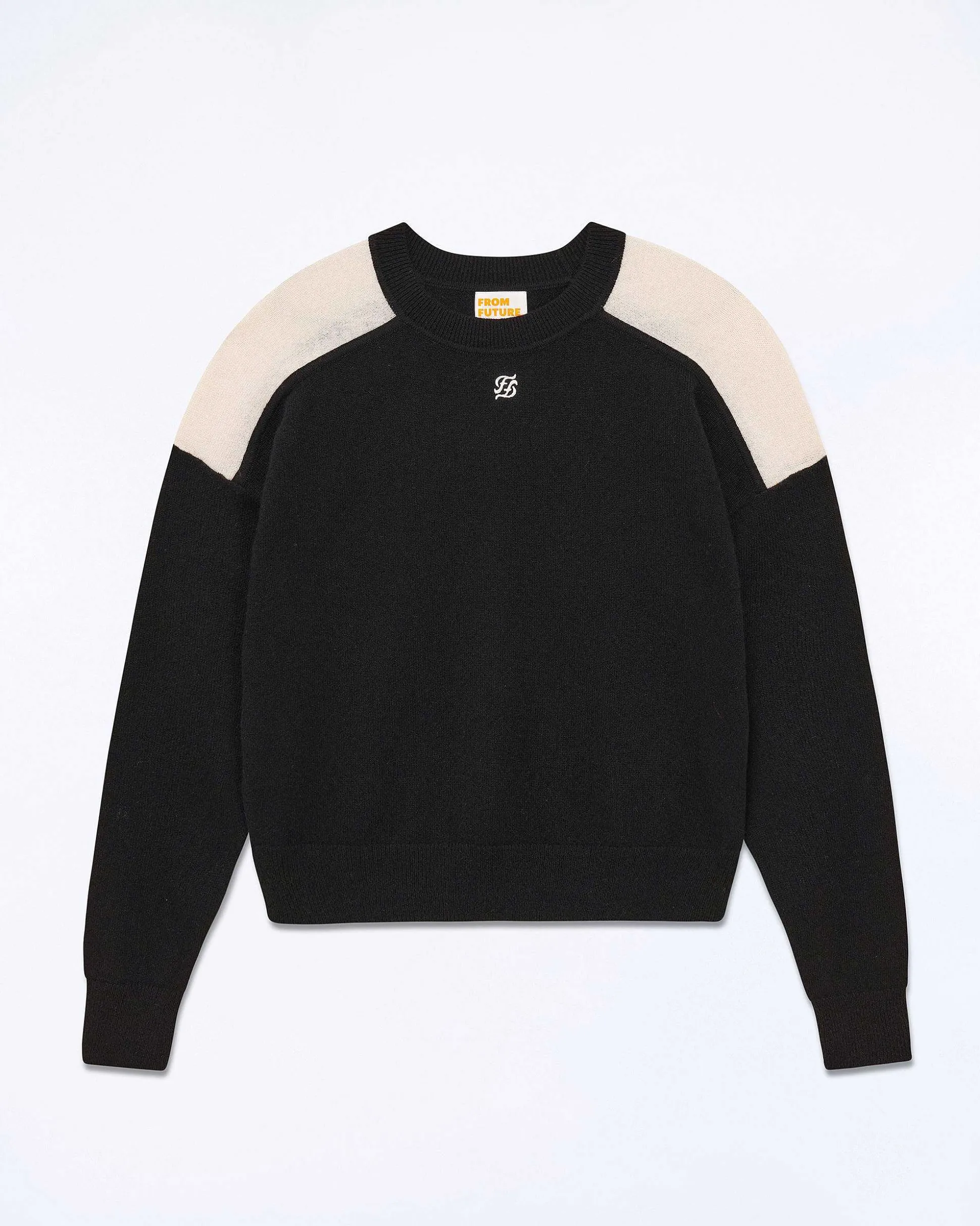 Pull Col Rond Bicolore Et Broderie
