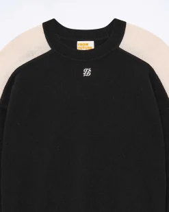 Pull Col Rond Bicolore Et Broderie