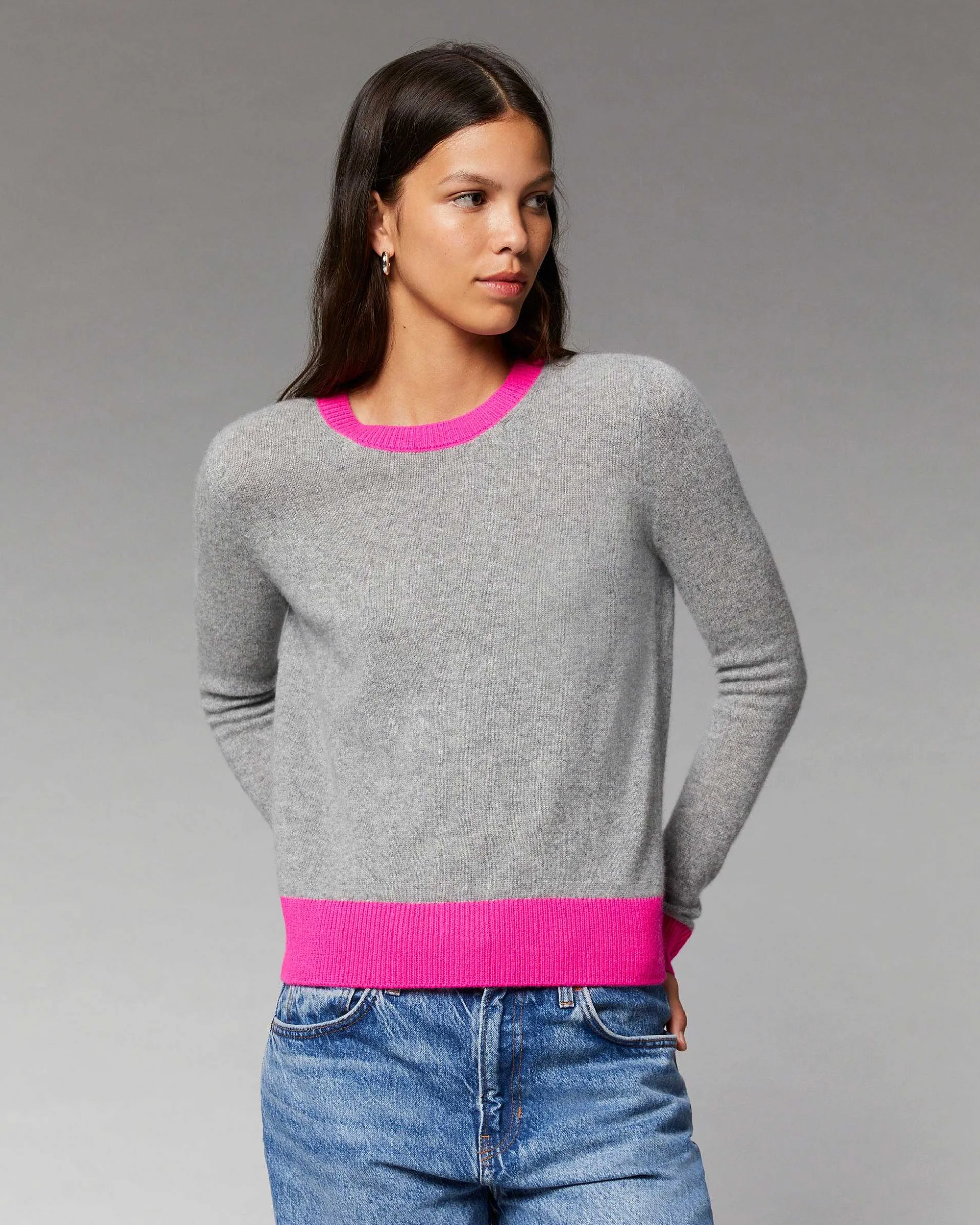 Pull Col Rond Bicolore Leger