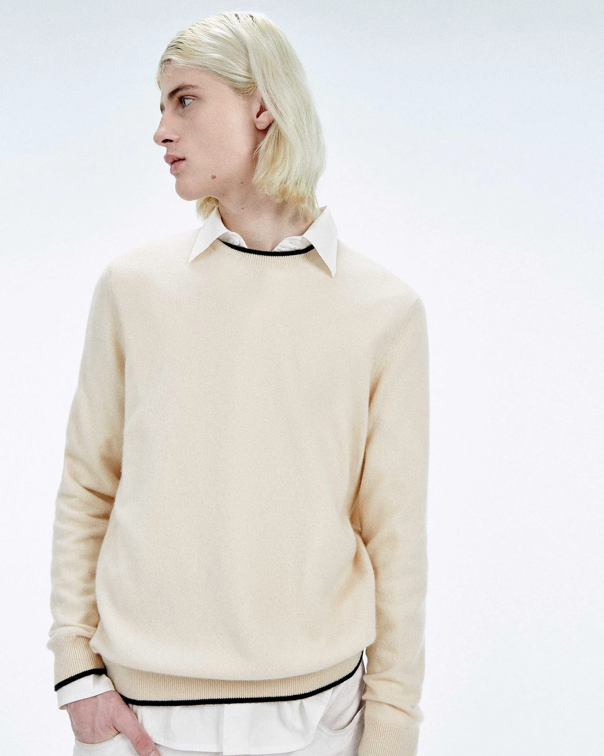 Pull Col Rond Bord Contraste