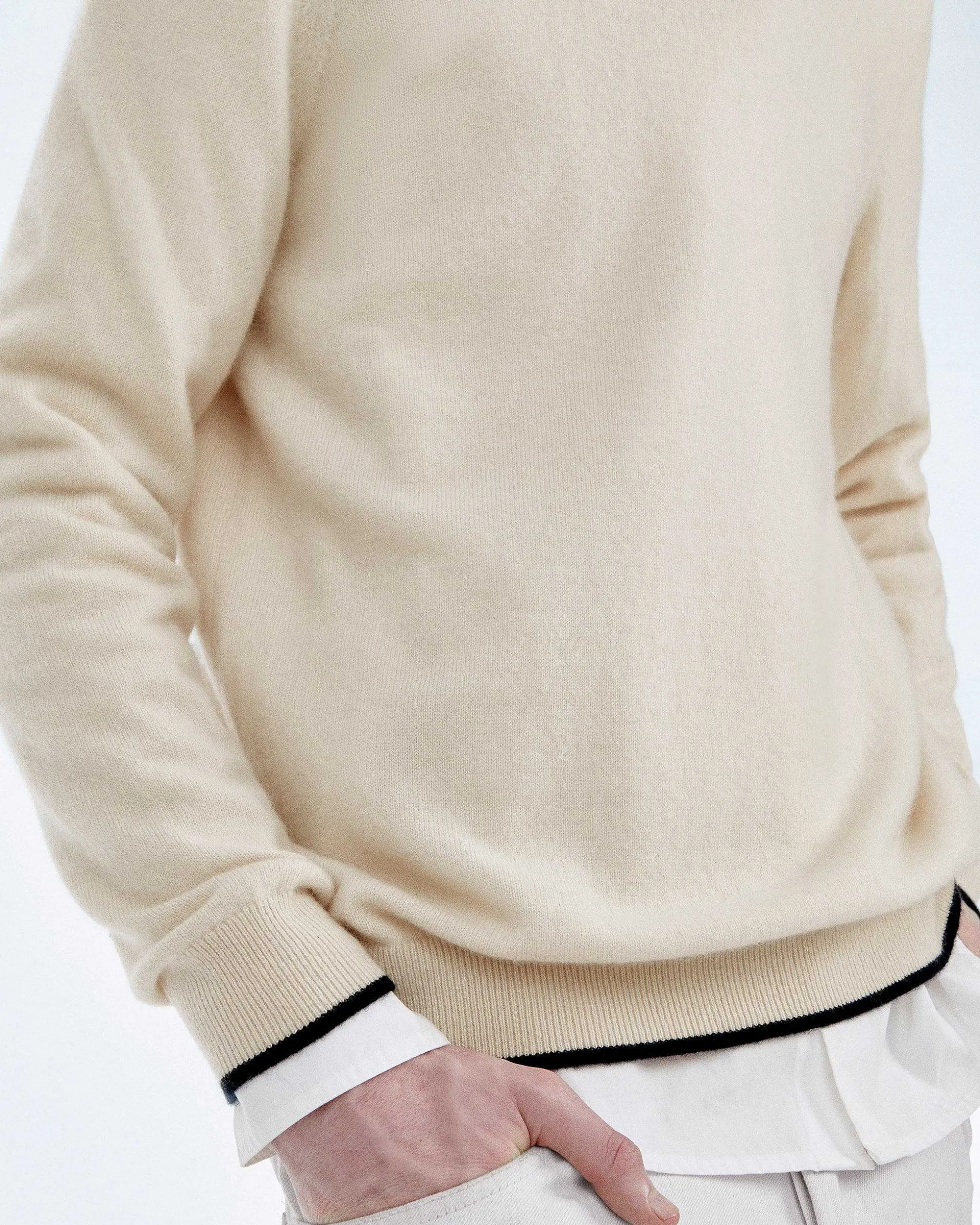 Pull Col Rond Bord Contraste