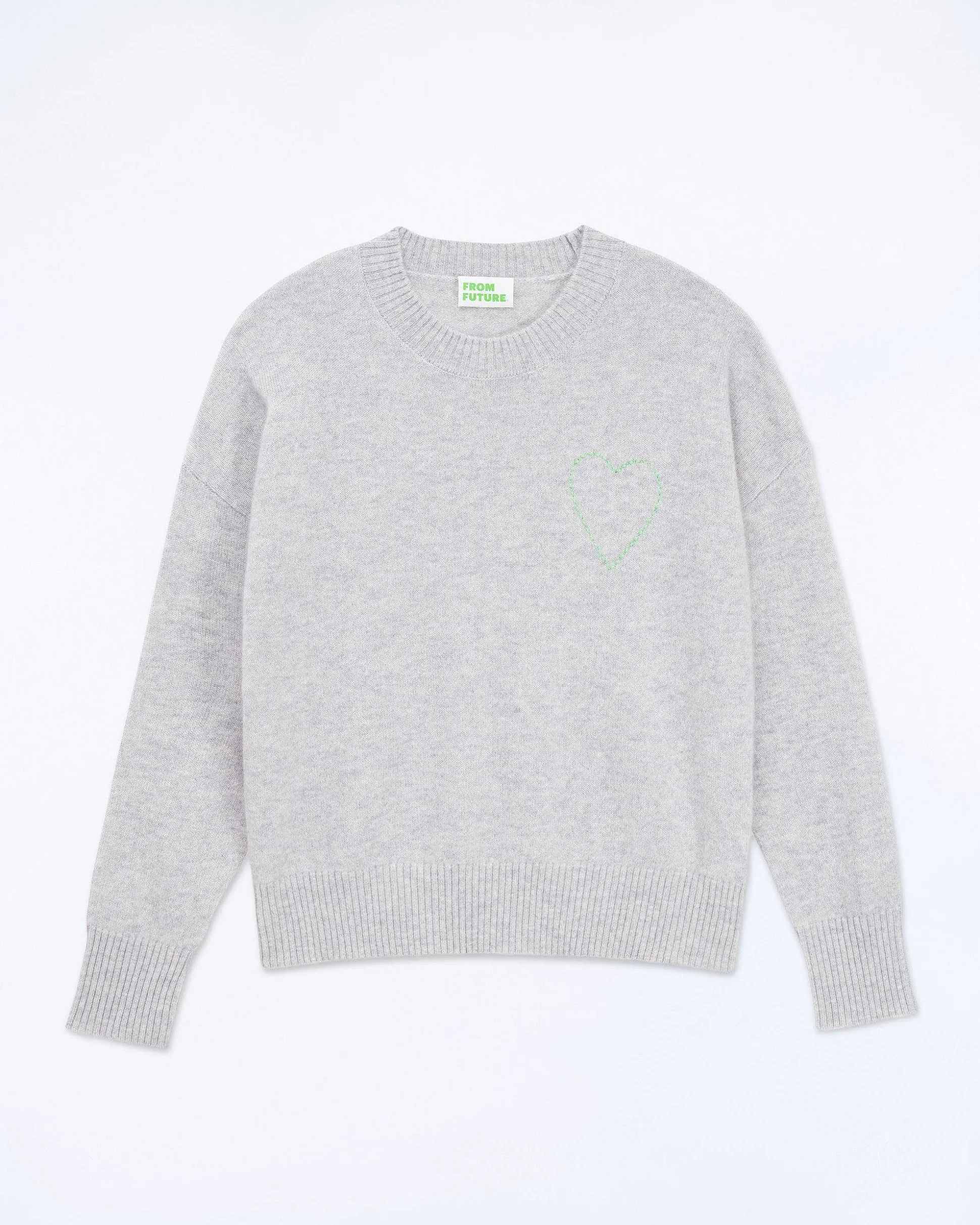 Pull Col Rond Coeur Brode