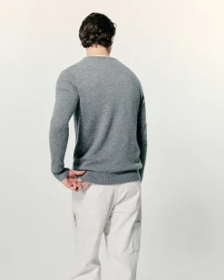 Pull Col Rond Coeur Brode