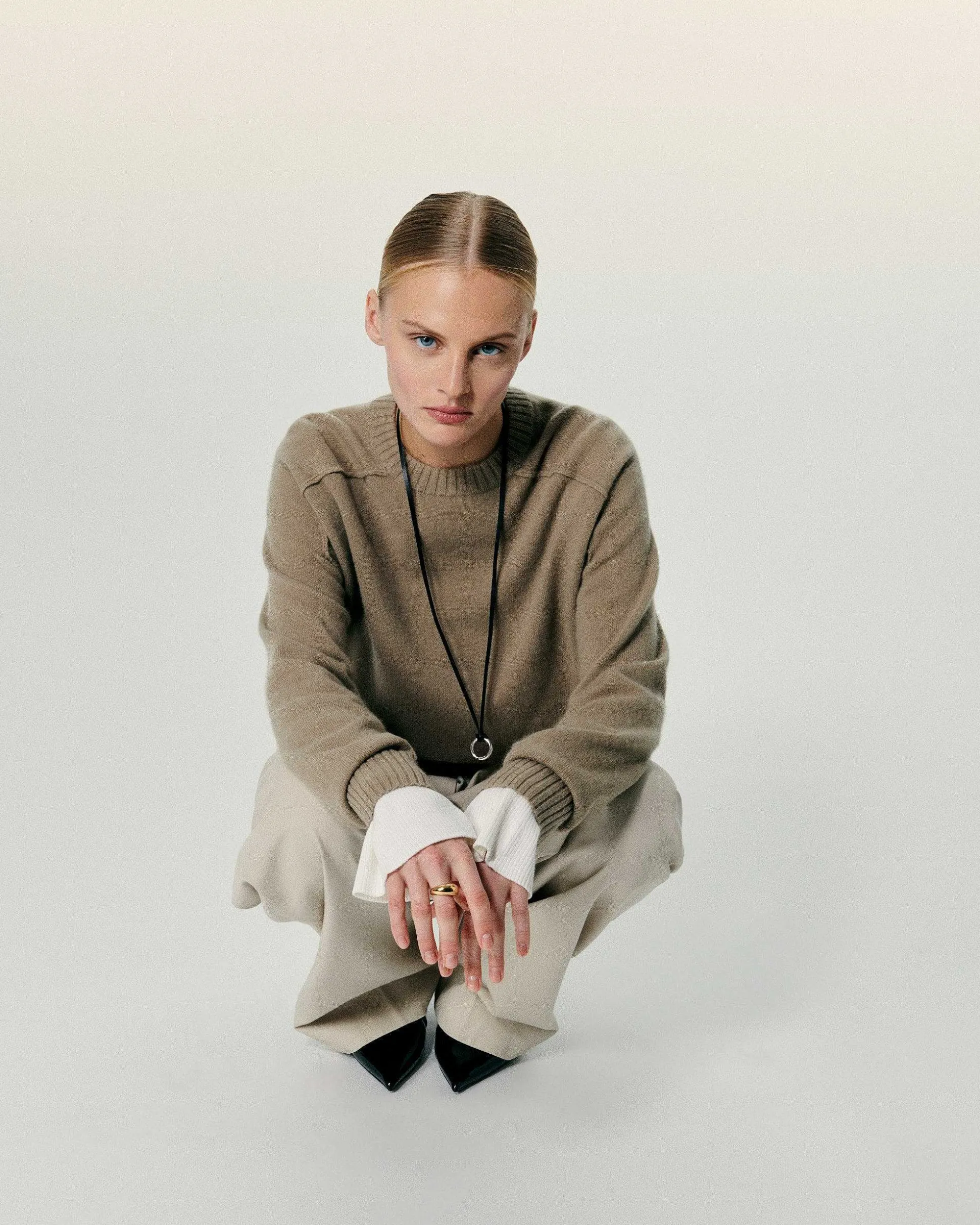 Pull Col Rond Coutures Apparentes