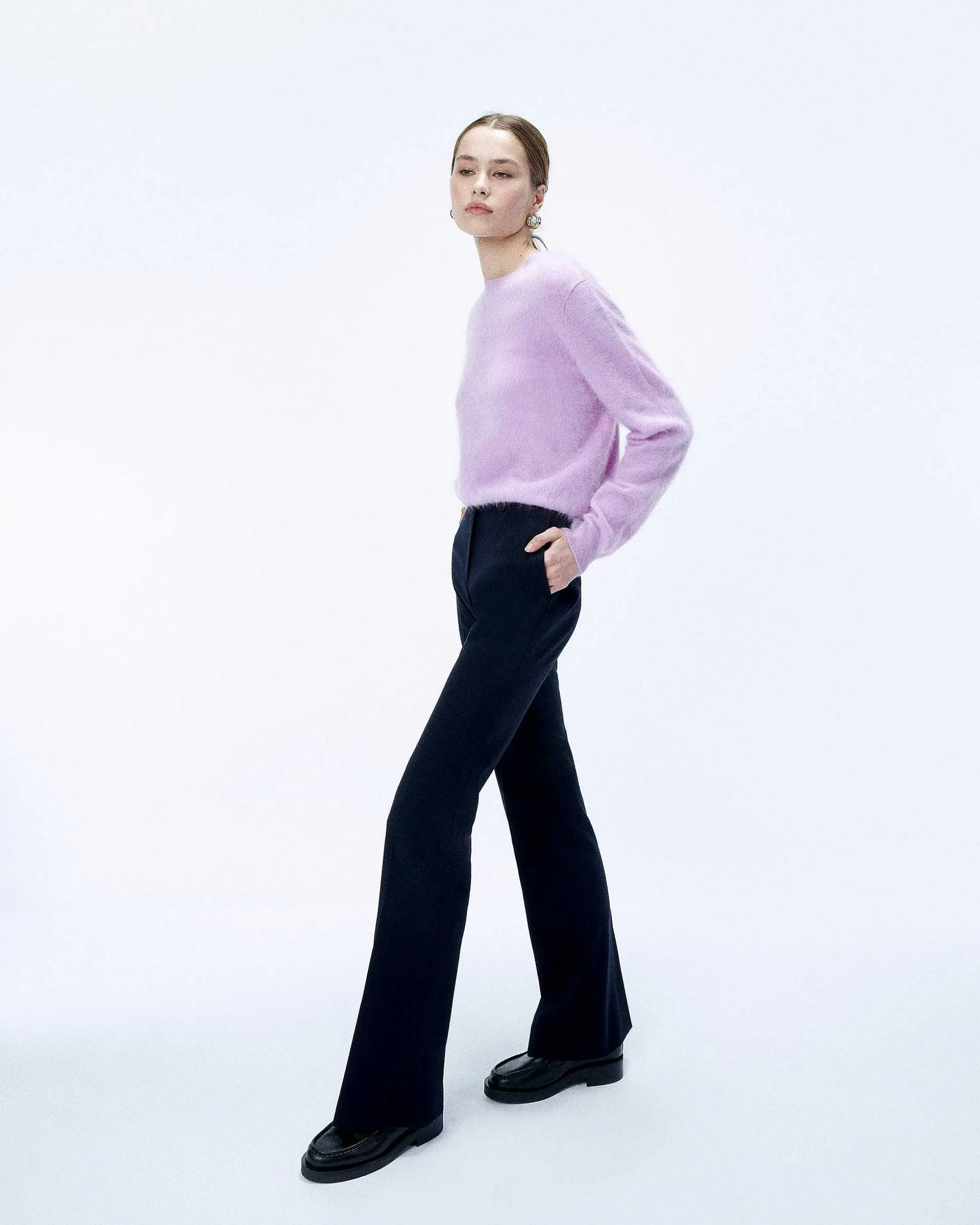 Pull Col Rond En Cachemire Brosse