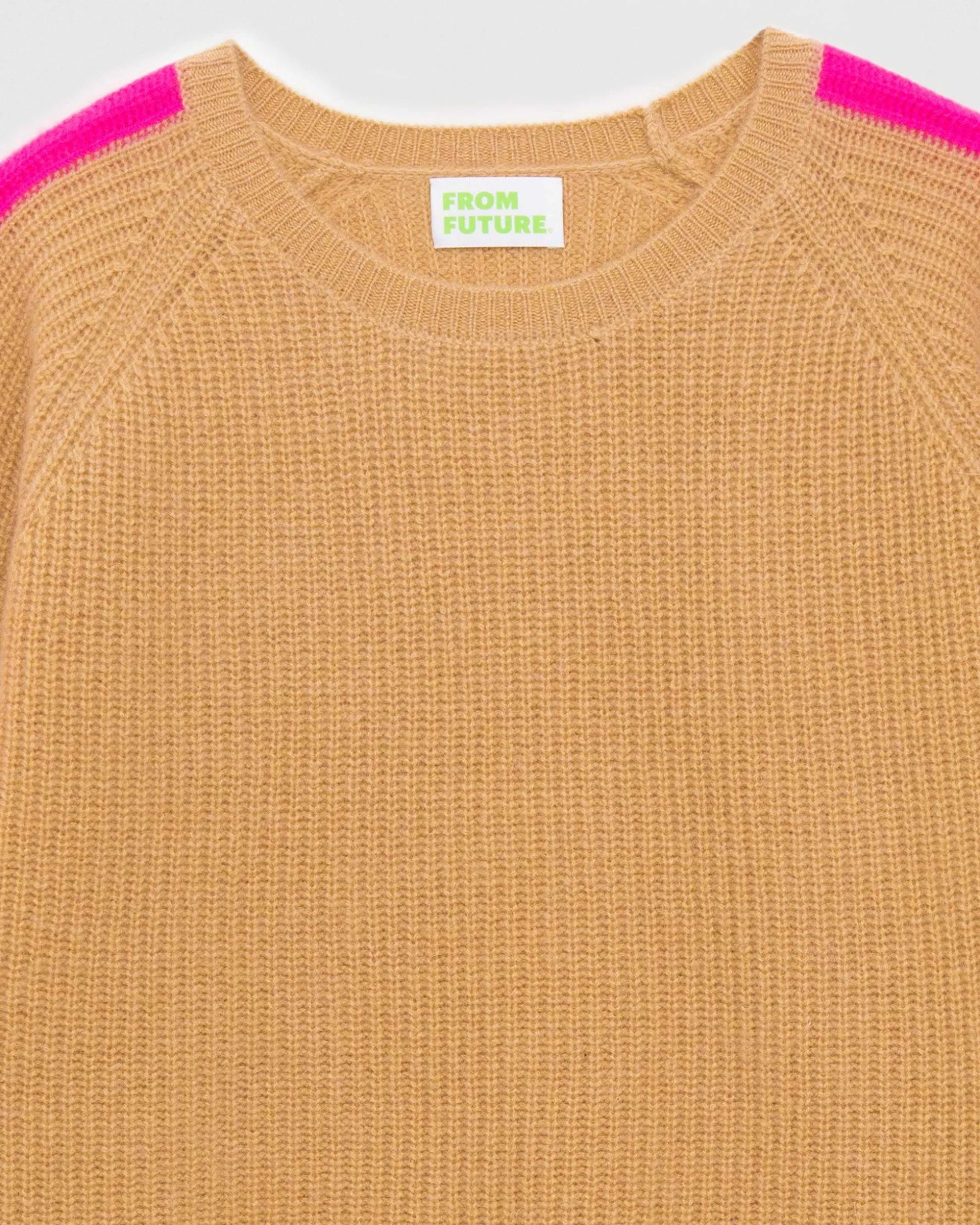 Pull Col Rond Maille Perlee Bandes Multicolore