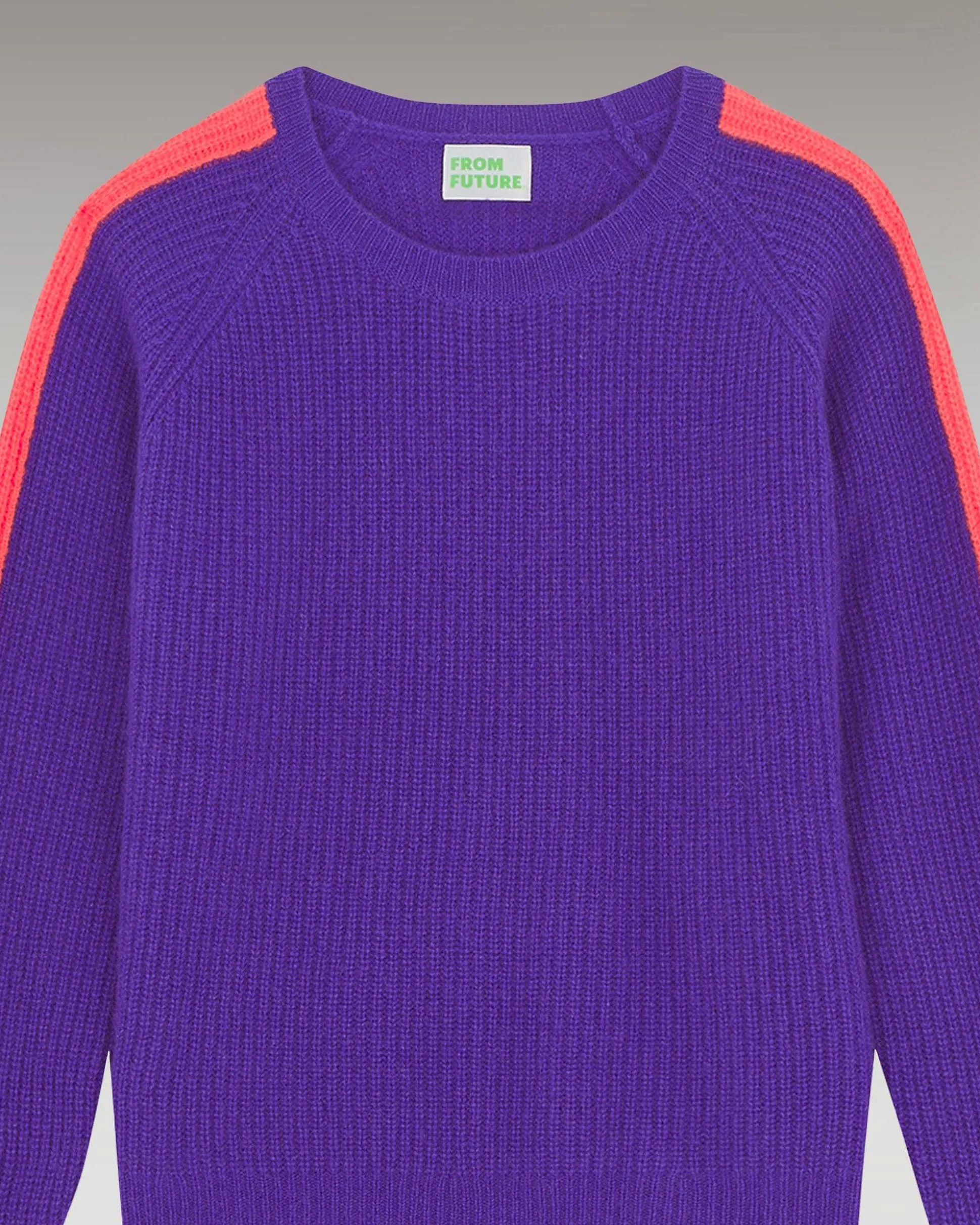 Pull Col Rond Maille Perlee Bandes Multicolore