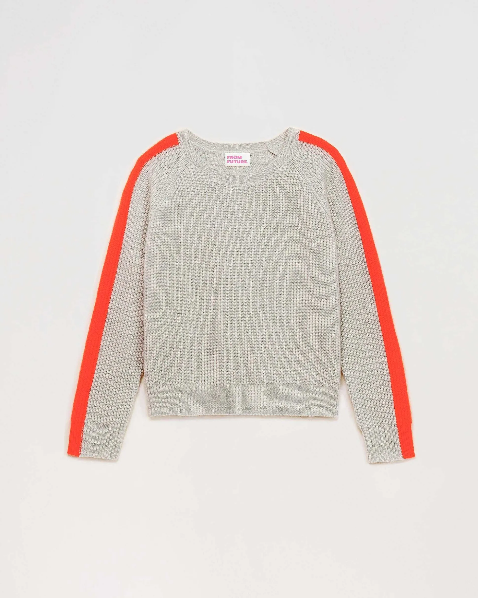 Pull Col Rond Maille Perlee Bandes Multicolore