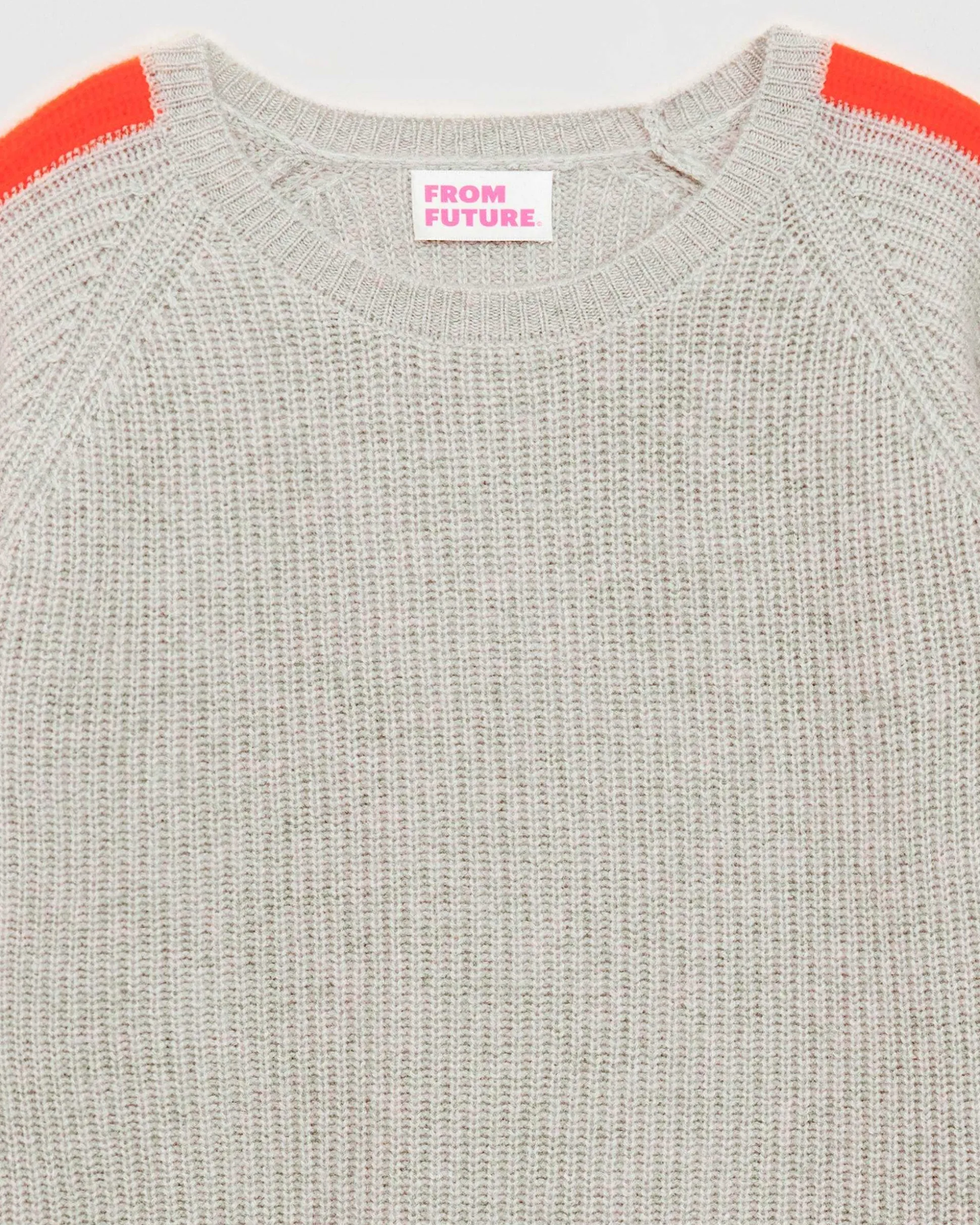 Pull Col Rond Maille Perlee Bandes Multicolore