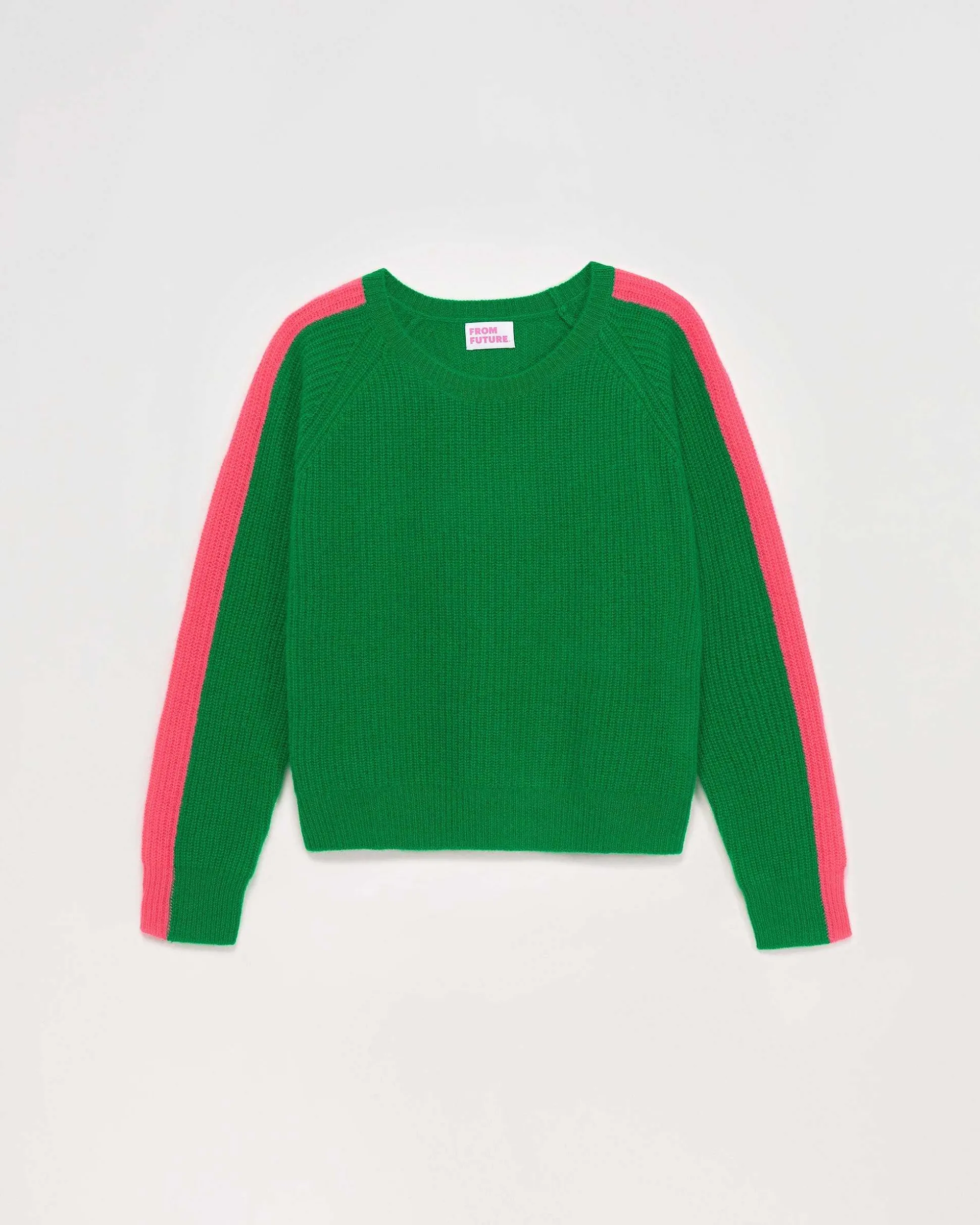 Pull Col Rond Maille Perlee Bandes Multicolore