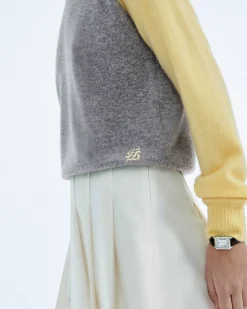 Pull Col Rond Manches Contrastees