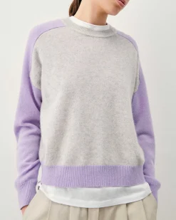 Pull Col Rond Manches Contrastees