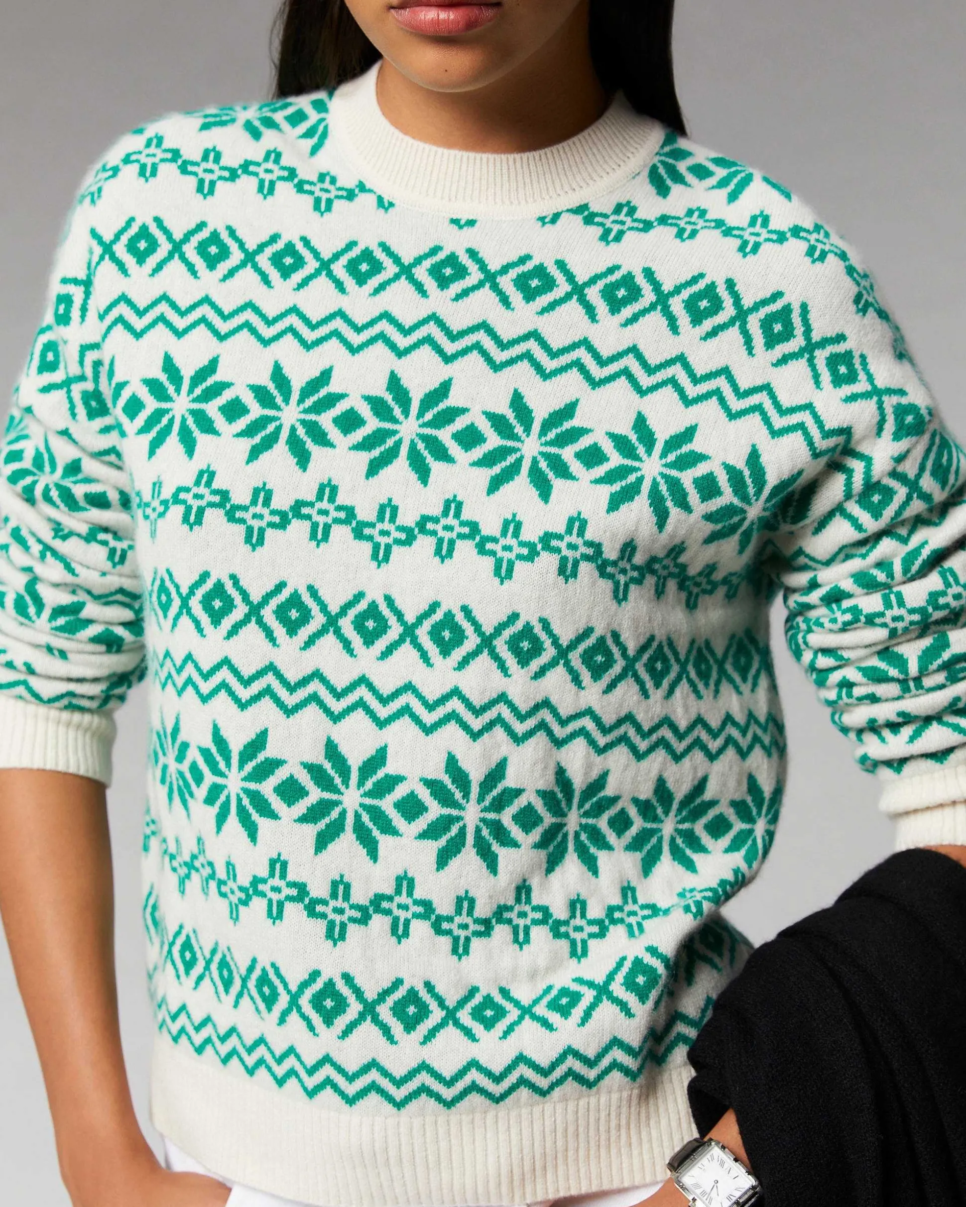 Pull Col Rond Norvegien Bicolore