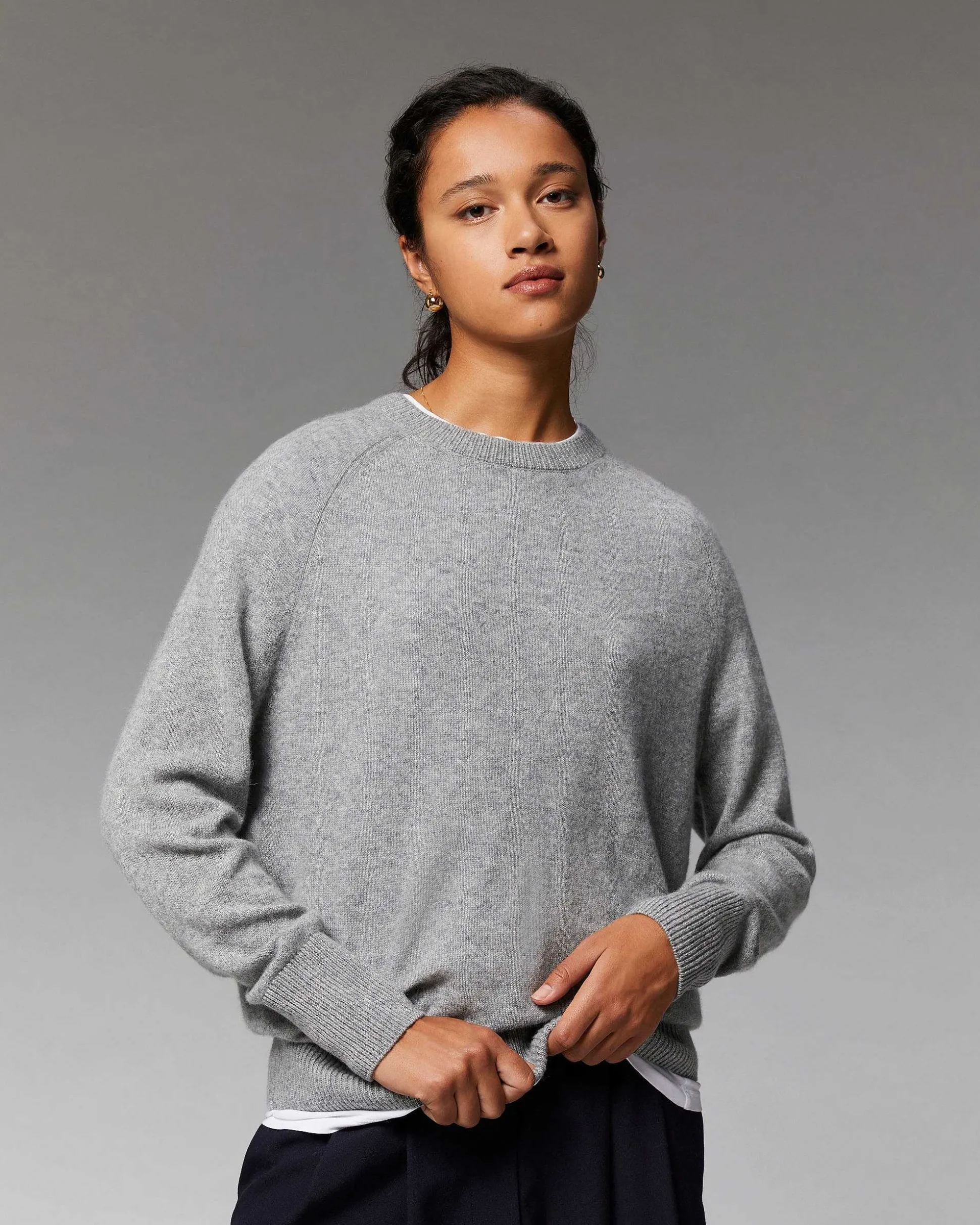 Pull Col Rond Oversize Leger